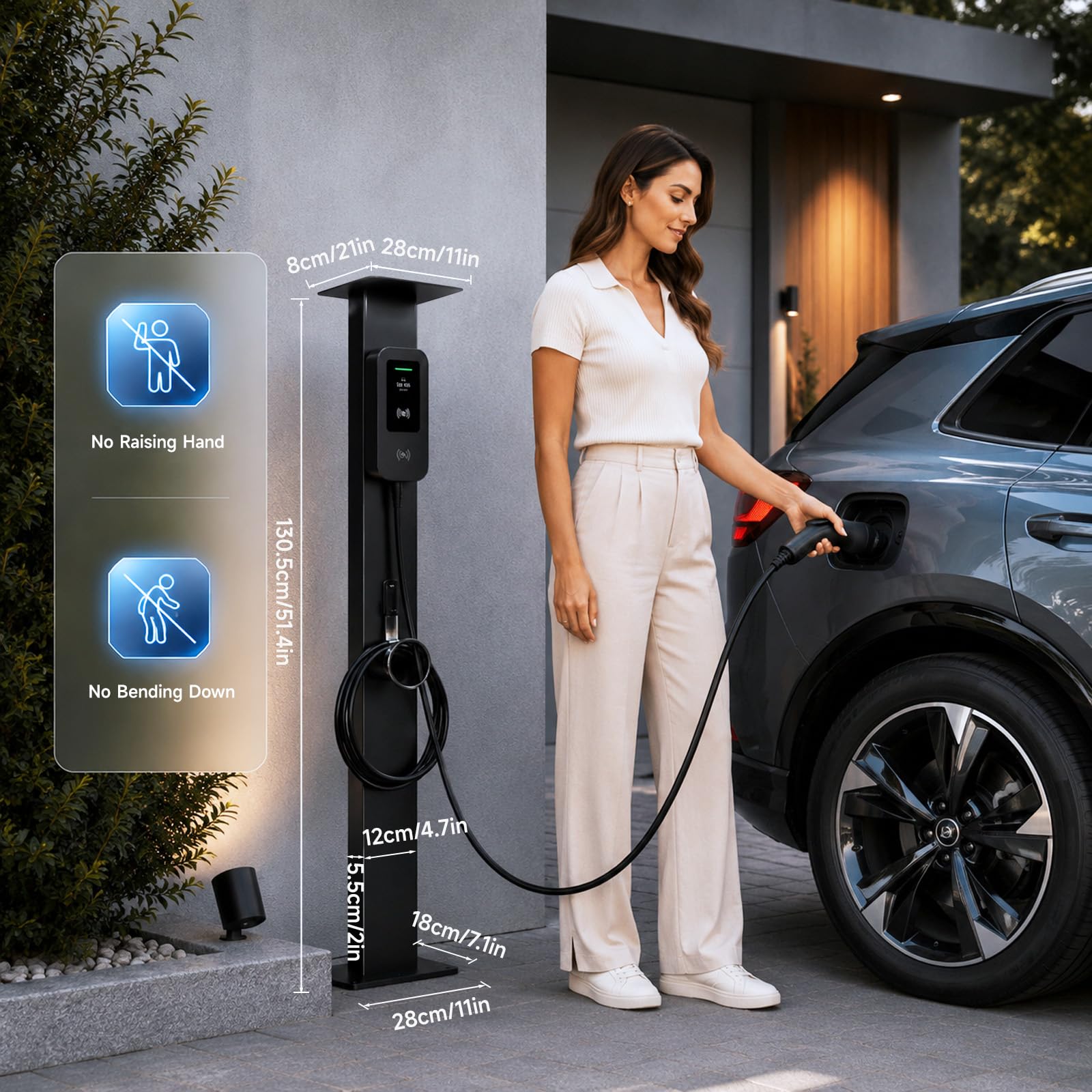 Wallbox podstawa stojaka z uchwytem na kabel, odporny na warunki atmosferyczne stojak słupa ładowania EV, uniwersalny słupek montażowy do stacji ładowania samochodów elektrycznych