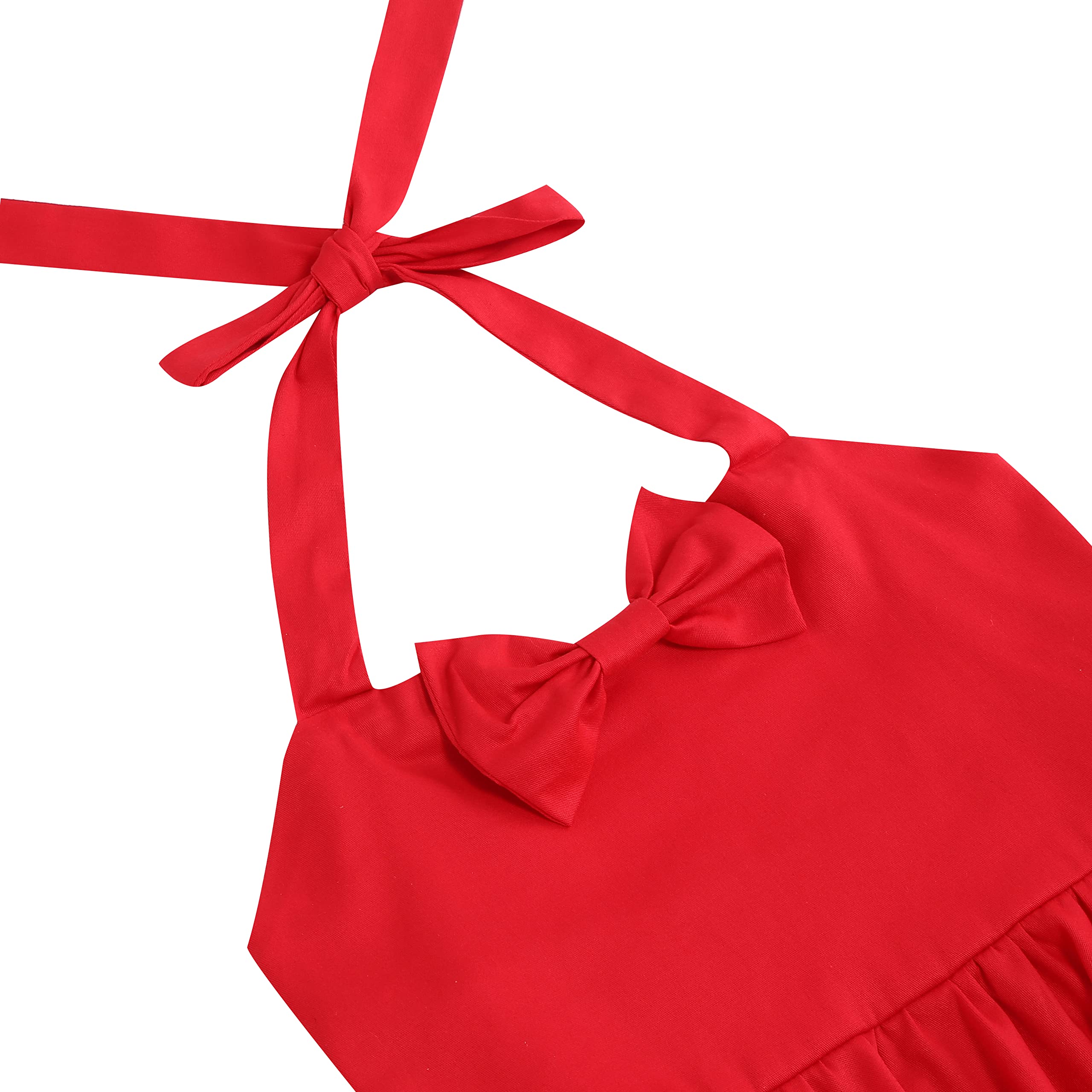 Odizli Vestido de verano vintage de los años 50, sin mangas, con lazo, acampanado, para niñas