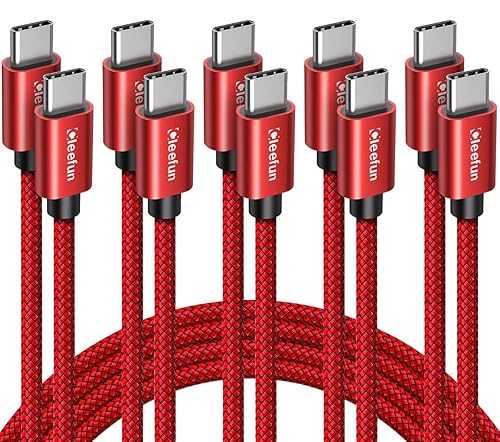 Miniatura 9 de CLEEFUN - Cable USB C a USB C de 60 W, 5 unidades, 336610 pies Cable trenzado de carga rápida tipo C a tipo C para Samsung Galaxy S23, S21, S21,