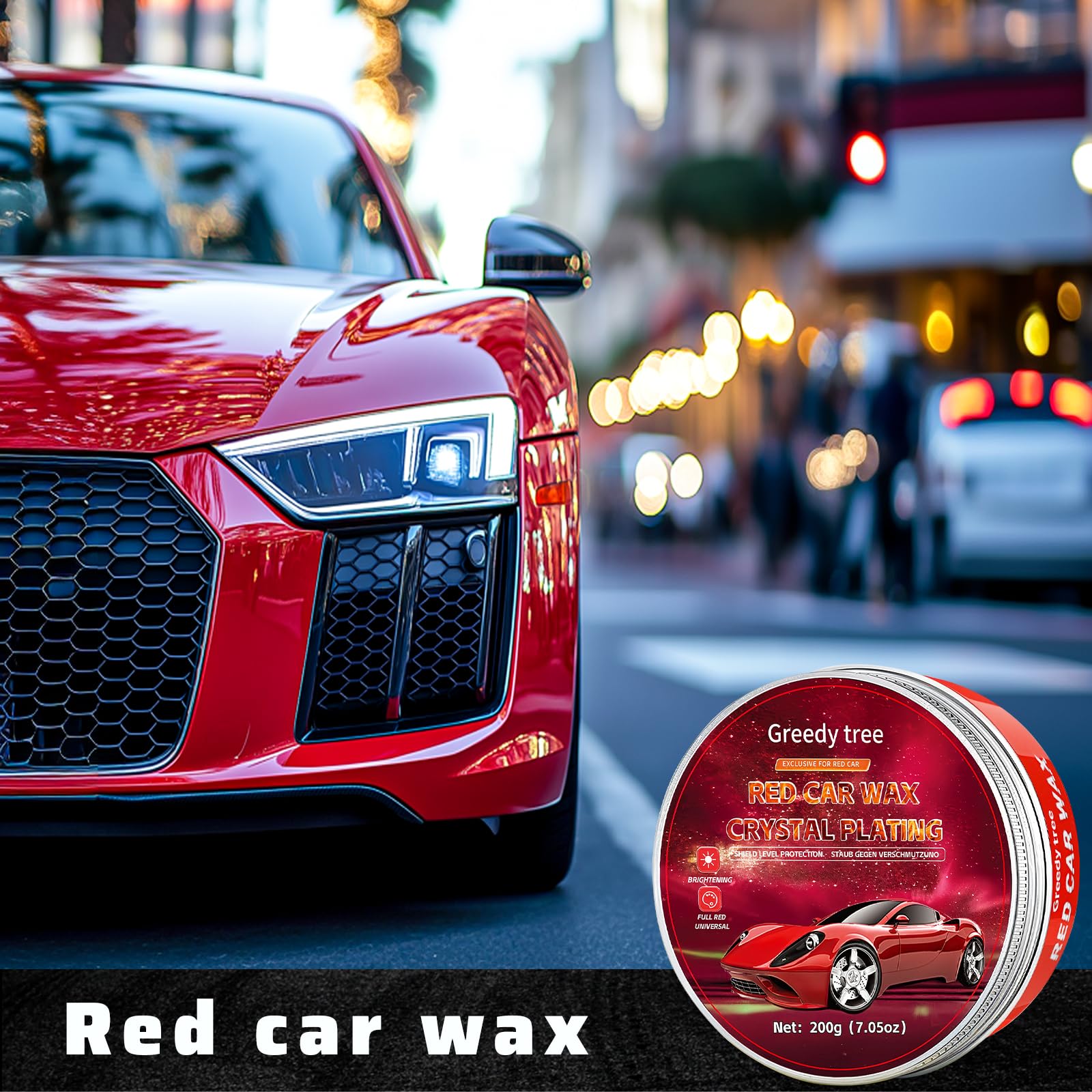 Kit de cera roja para coche, revestimiento universal de PVC nano-nivel, reparación de arañazos y alto brillo, fórmula de protección de pintura duradera, mejora la apariencia y el brillo