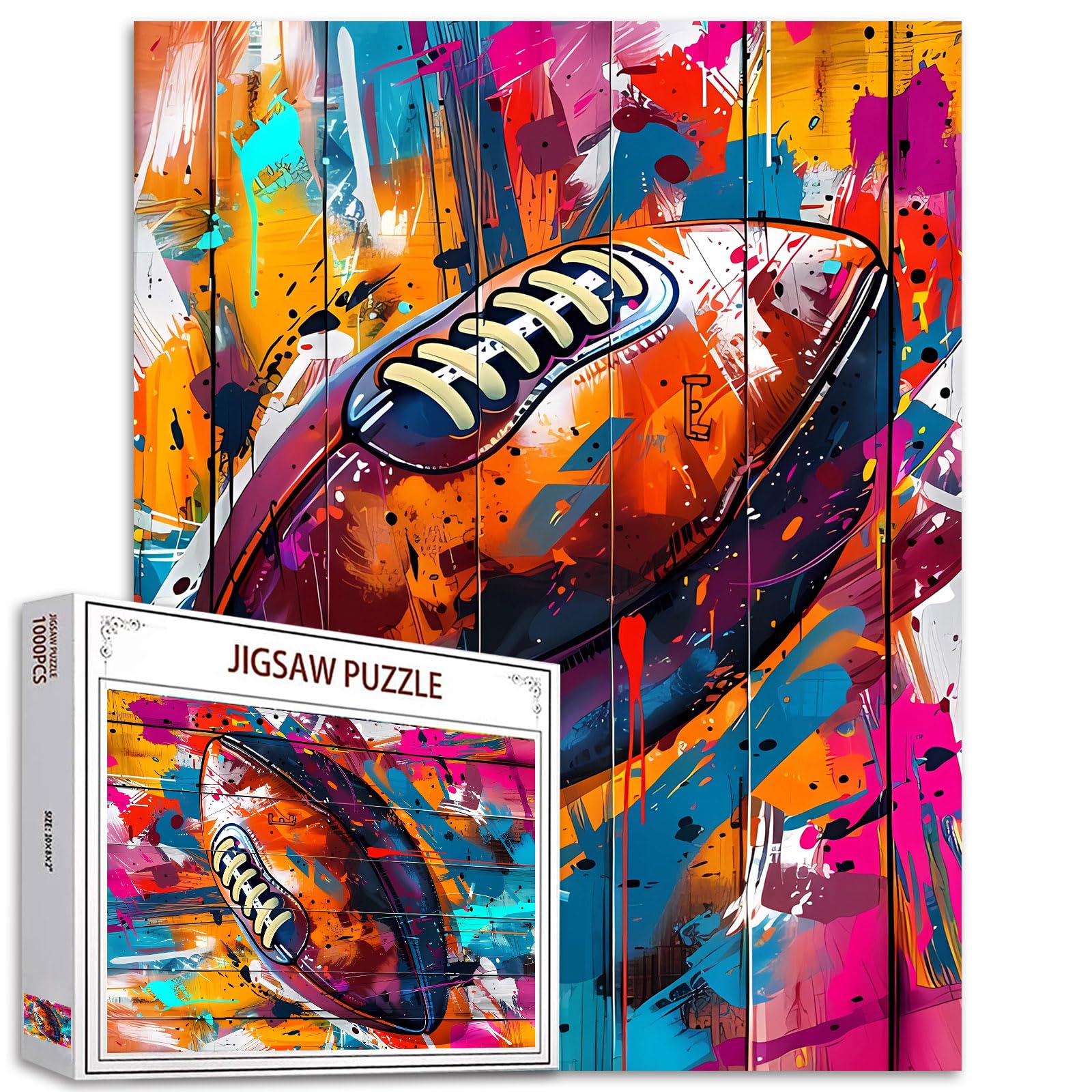American Football Jigsaw Puzzle，Ball Sports 1000 Pieces Jigsaw Puzzles for Adults，27 x 20 Inches Puzzles ，HD Quality Banksy Graffiti Street Vibrant
