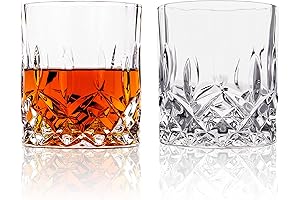 LEMONSODA Crystal Cut Double Rocks Old Fashioned Whiskey Glasses