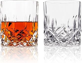 LEMONSODA Crystal Cut Old Fashioned Whiskey Glasses - With Premium Gift Box - 10oz Premium Lead-Free Crystal Glass Tumbler For Drinking Bourbon, Scotch, Cognac, Cocktails (Set of 2)
