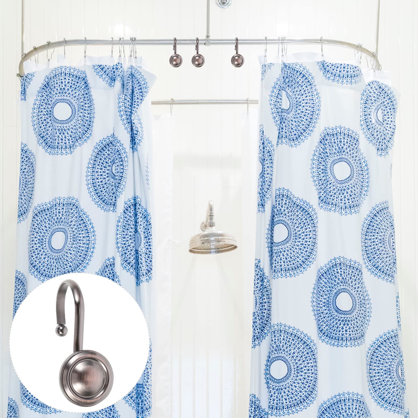 Amosfun 2 Ensembles Crochet De Rideau De Decoration Salle De Bain Décoration Salle De Bain Mini Rideau Noir Moderne Arc Crochets De De En Alliage De Zinc 12 Pièces * 2