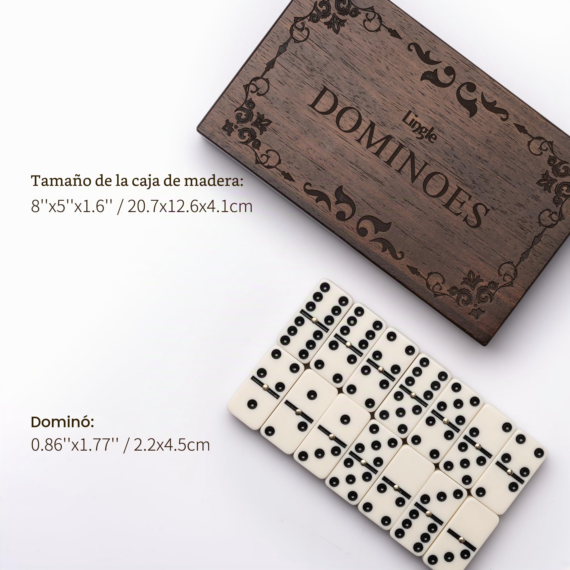 Juego de dominó para adultos, juego de dominó doble para juegos de mesa clásicos, dominó de 28 piezas incluye una caja de madera natural, noche de juego familiar y juegos de estrategia
