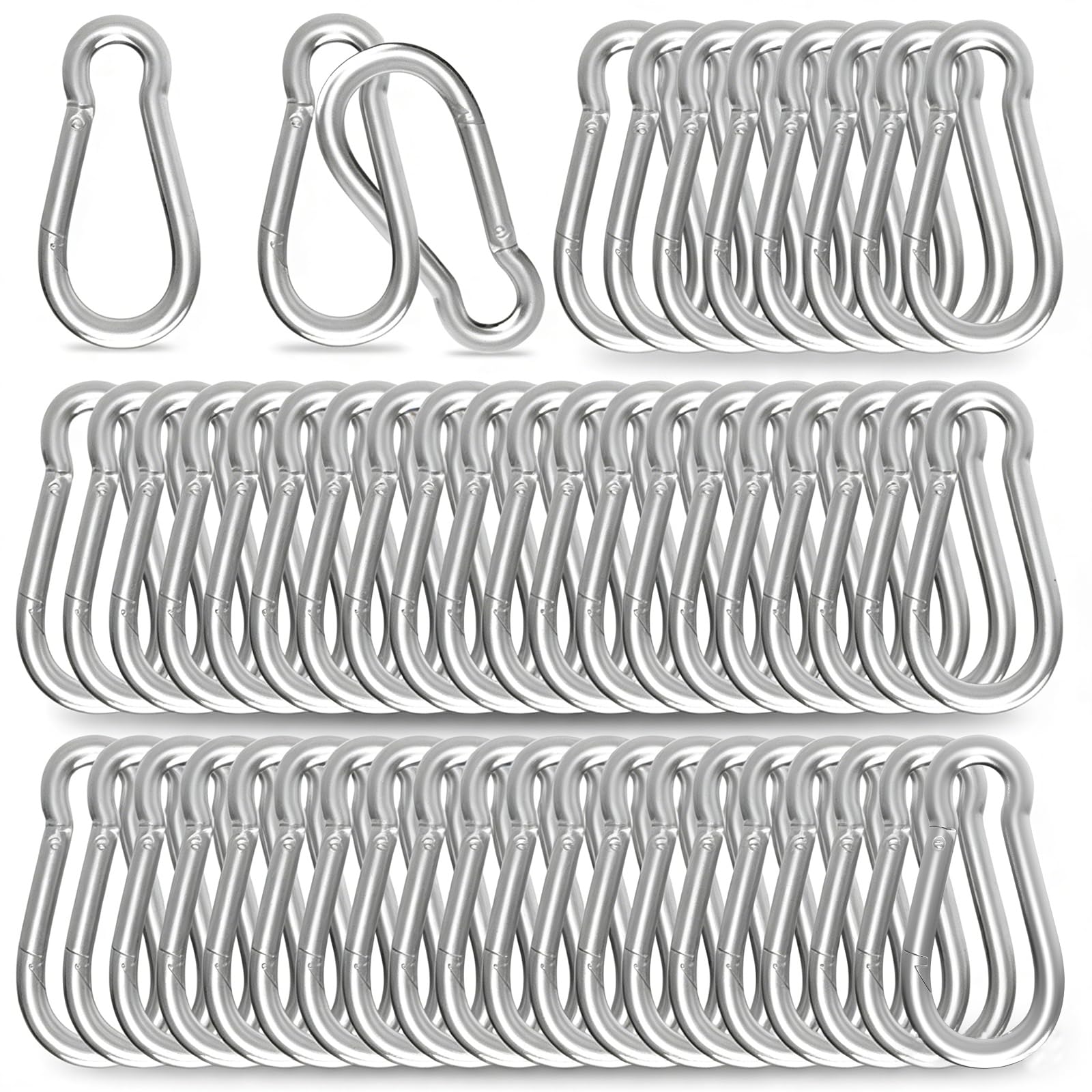 High-PQ Karabinerhaken, Schwerlast-Verzinkter Schnapphaken mit 100 kg Tragkraft, Ideal für Outdoor, Schaukel und Reisezubehör (Silber M5, 5 cm, 50 Stück)
