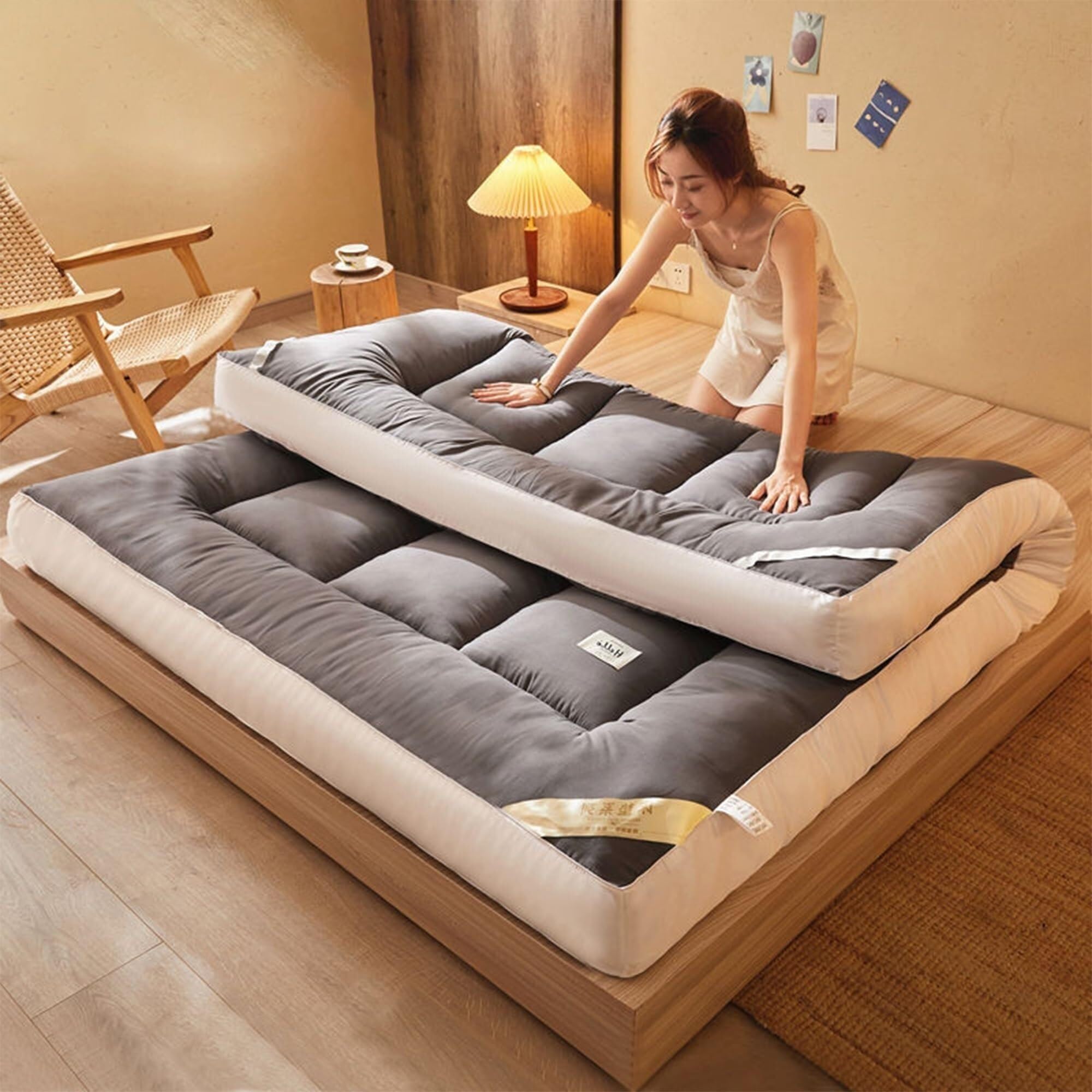 Colchón japonés portátil, colchón Acolchado Grueso Mejorado, colchón de futón Relleno de algodón, colchón Plegable para Dormitorio de Estudiantes, Cama de Invitados, sofá Cama