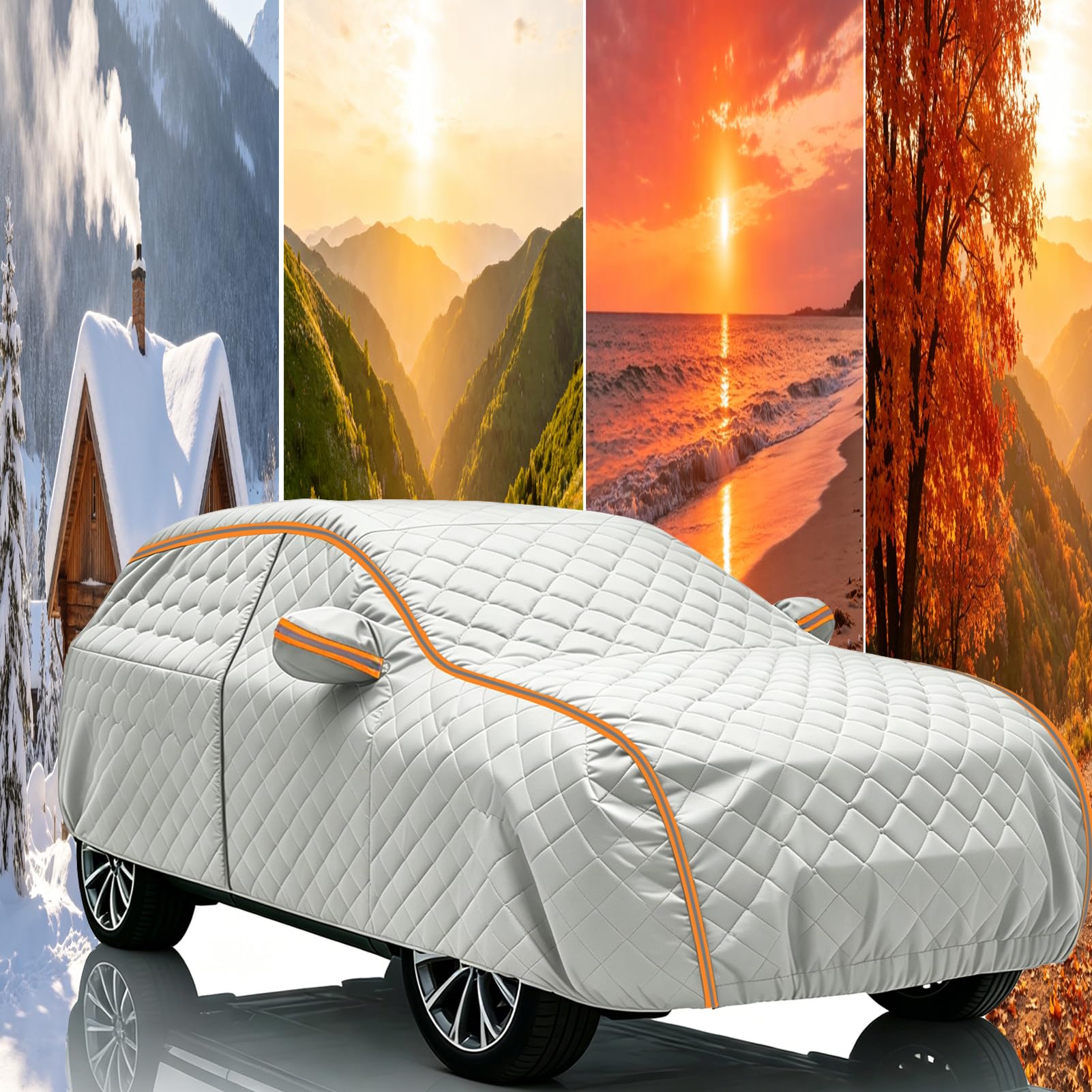 Telo Auto copriauto Antigrandine per Volkswagen Touran 2010-2015,Grandine Vento Antipolvere,Auto Imbottito Copri Macchina Resistente ad Neve Ghiaccio Gelo Sole Tissu en Coton Epais