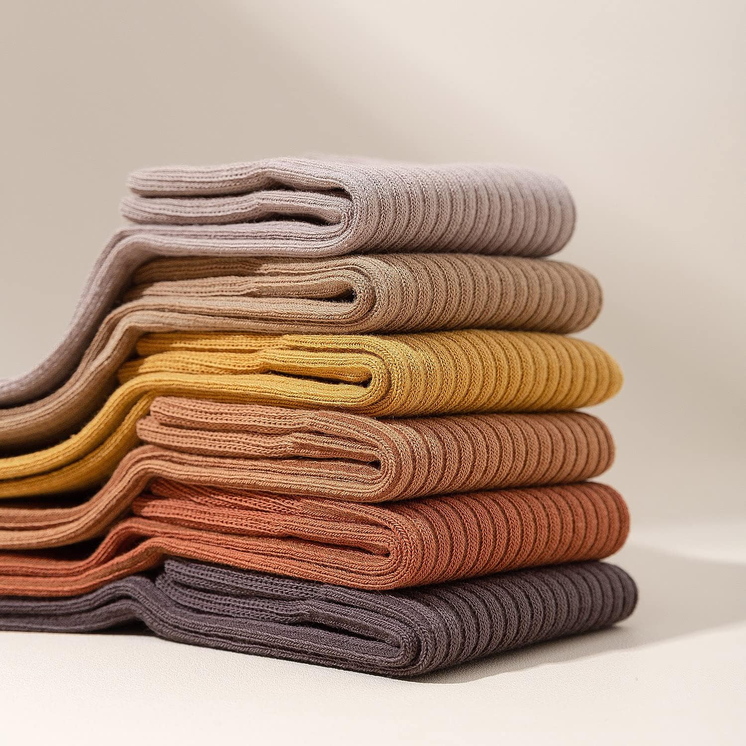 Yomutiur Cotton Crew Socks, Women's Striped Textured Ribbed Knit Boot Socks 5 Pairs (Size for 5-10) - Image 8