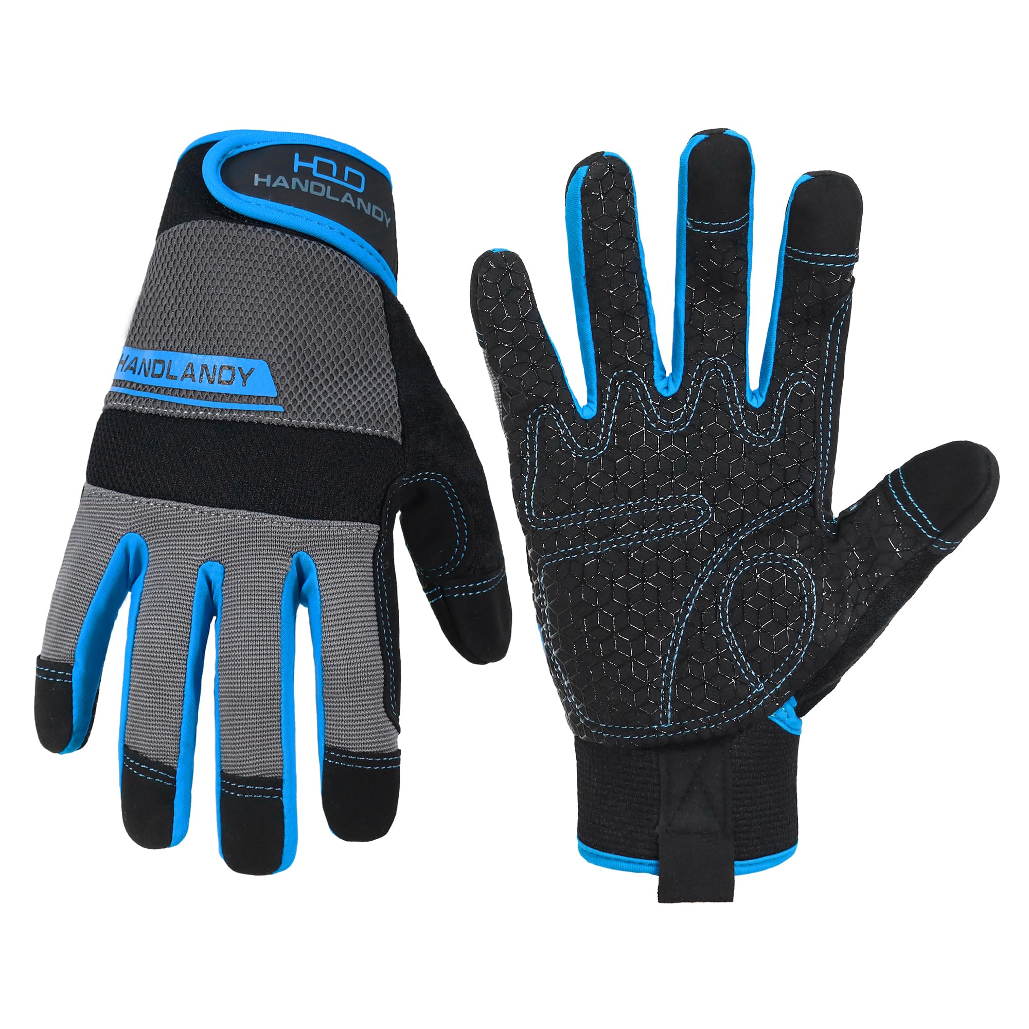 HANDLANDY Grip Work Gloves for Women Men, Safety Utility Yard Working Gloves, Flexible Touch Screen Mechanics Gloves (Grip-upgraded, Large (Pack of 1)