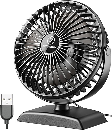 JZCreater Ventilador de escritorio USB, ventilador USB Mini, ventiladores de escritorio de rotación 360 con 3 velocidades, ventilador de