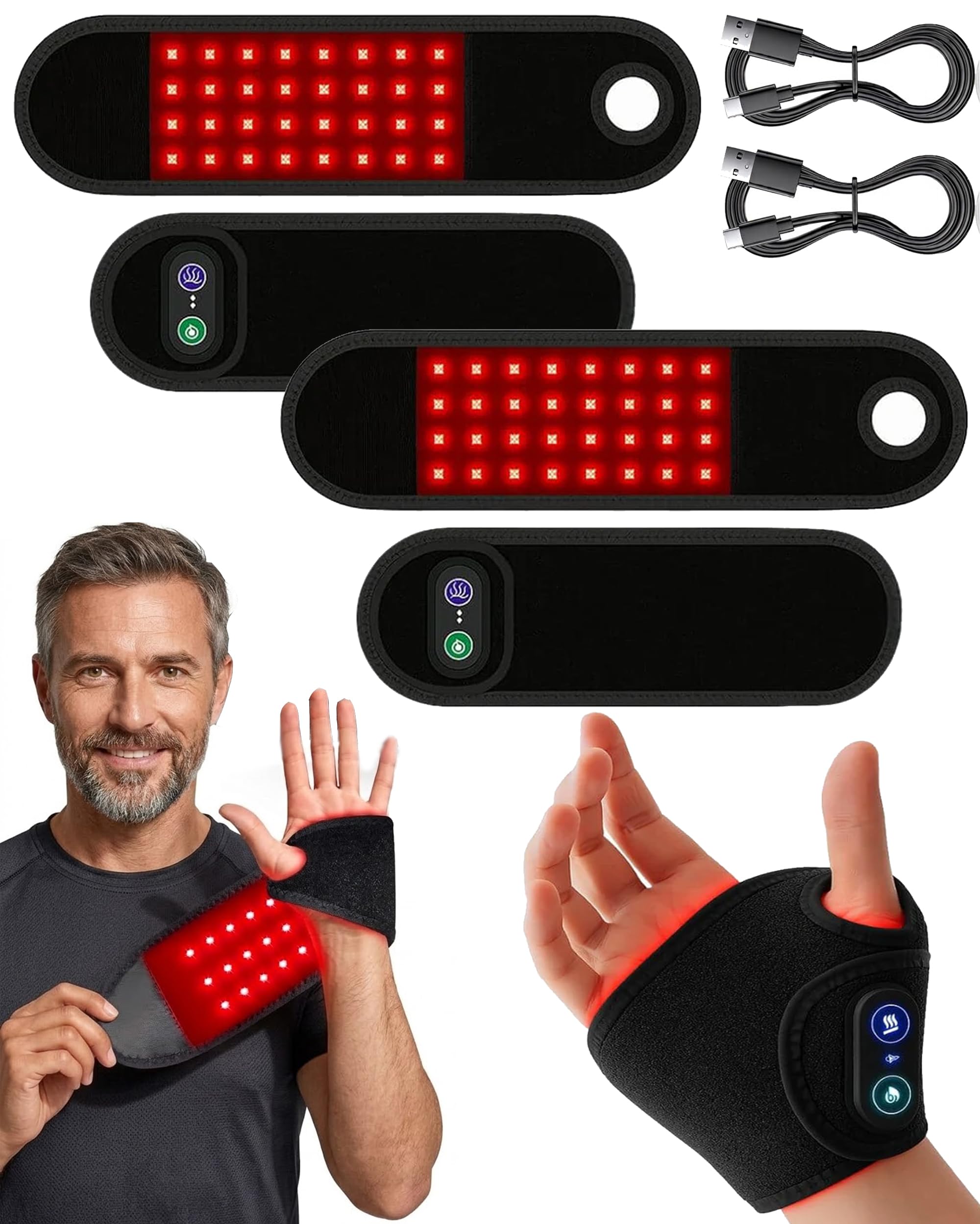 Genérico Envoltura de muñeca con luz roja, 2pcs