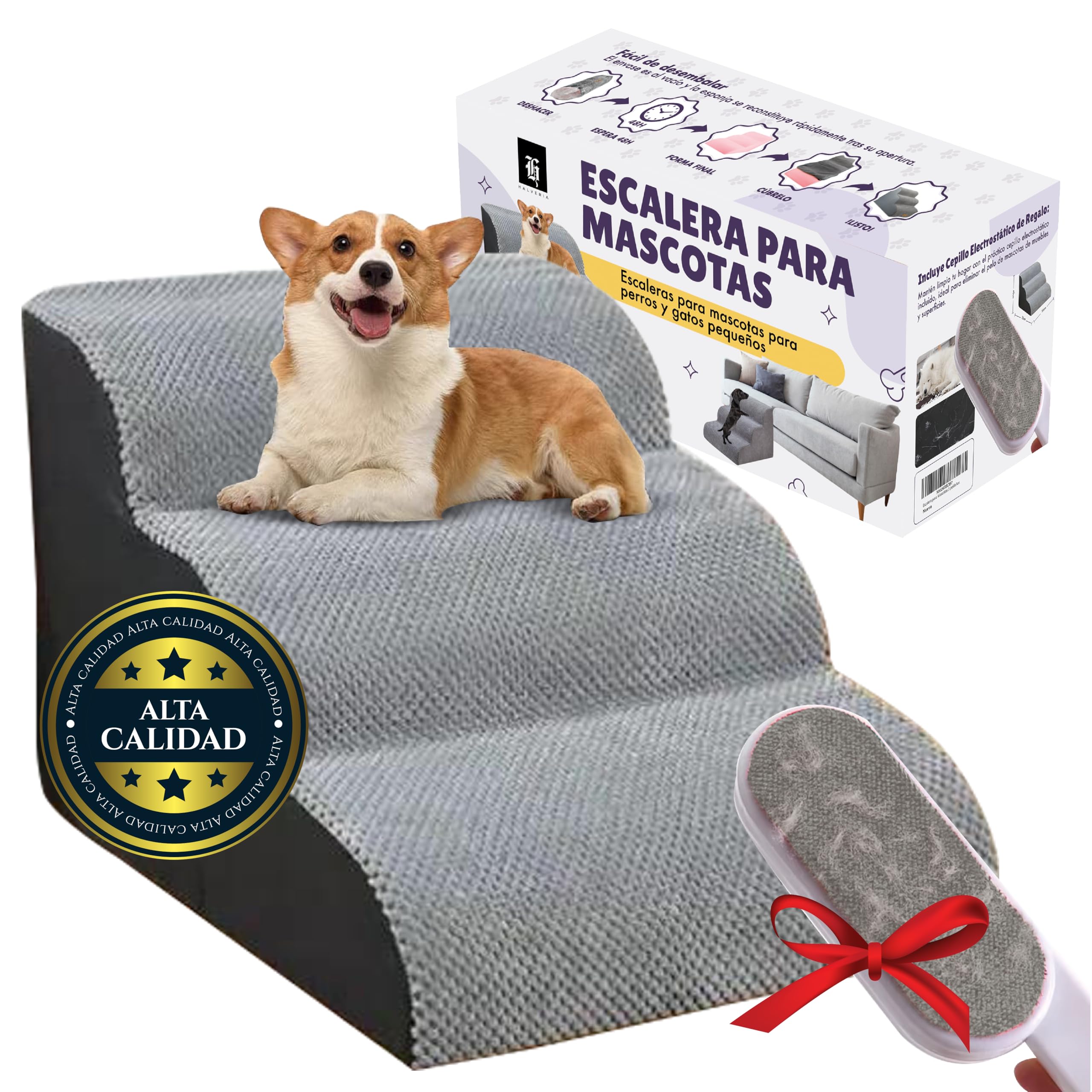 Escalera para Perros y Gatos | Rampa Mascotas Antideslizantes para Sofá y Cama | Diseño Estable, Seguro y Ergonómico | Ideal para Mascotas Pequeñas, Mayores o con Movilidad Reducida