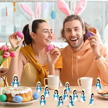 CroBlissful 100 Pack Little Virgin Mary Figurines Bulk Mini Easter Jesus Figures for Thanksgiving Day Easter Eggs Stuffers Sunday Baptism Gifts (Virgin Mary,Blue)