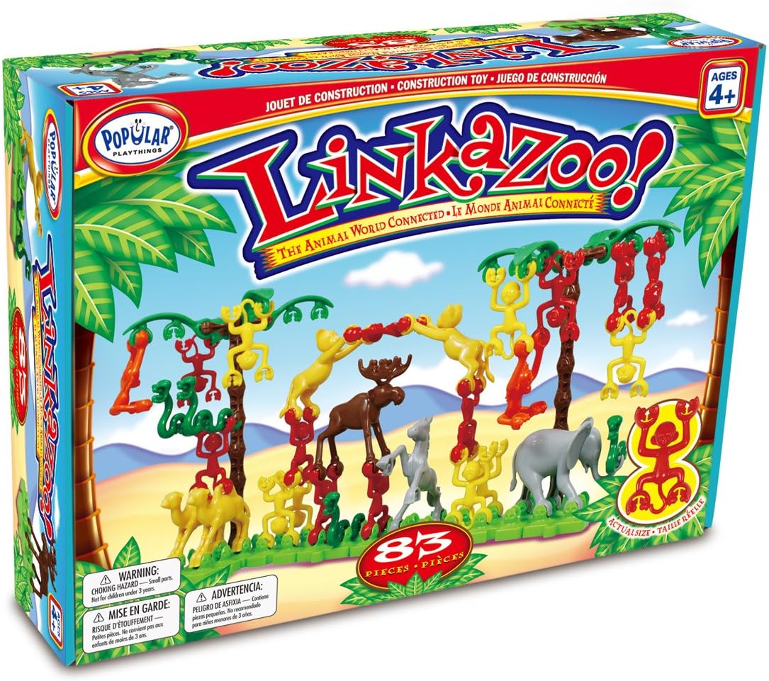 POPULAR PLAYTHINGS Linkazoo Linking Animal Set, Creative Building Toy for Kids, Stem Play, Gifts for Kids Ages 4 & Up – 83 Pieces