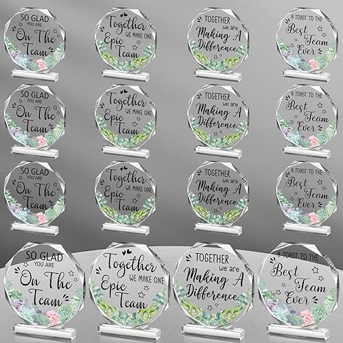 Yinder 12 piezas de premios de agradecimiento para compañeros de trabajo, placa acrílica, regalo de agradecimiento para empleados, colegas que dejan