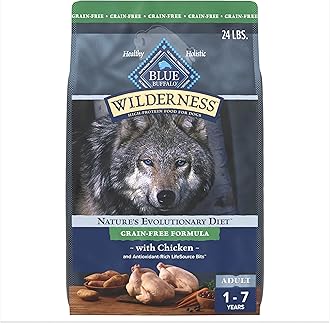 Blue Buffalo Wilderness Adult High-Protein Dry Dog Food with Real Chicken, Grain-Free, Made in the USA with Natural Ingredients, Chicken, 24-lb Bag
