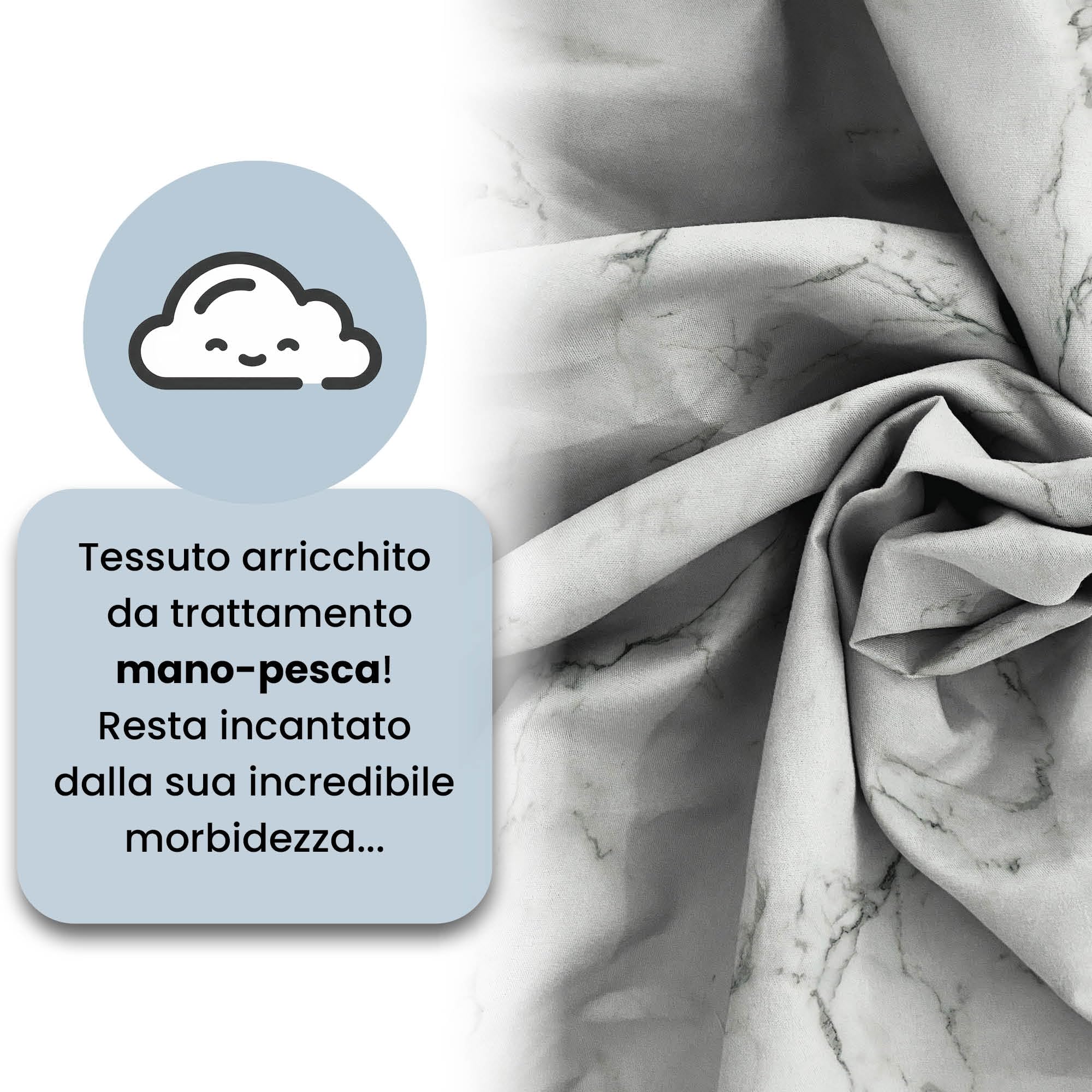 Set Copripiumino Microfibra Fashion, Lavorato in Italia - Parure Copri Piumino - Sacco Piumone 200x200 cm con Patella e federa Cuscino, Piazza e Mezza, Marble