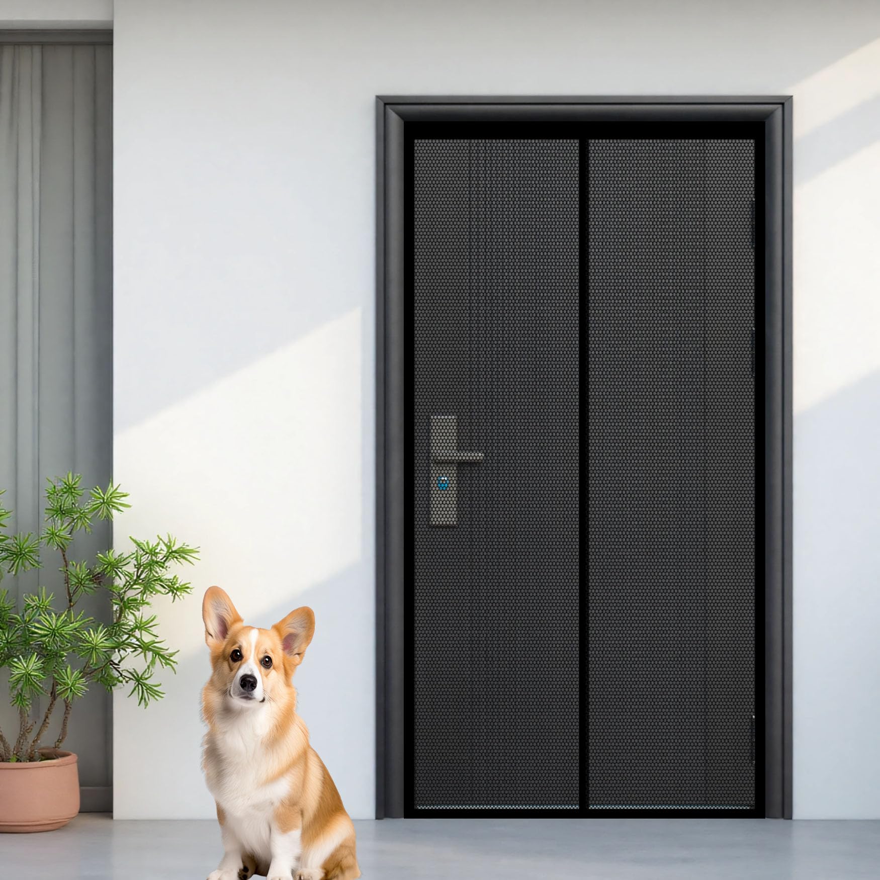 Dyindun Black Door Fly Screen Curtain 124 X 210 Cm Anti-Tearing Mosquito Door Net Keep Fly Bug Out Mosquito Insects Screen Mesh No-Drill Easy Installation For Balcony, Terrace, Cellar,