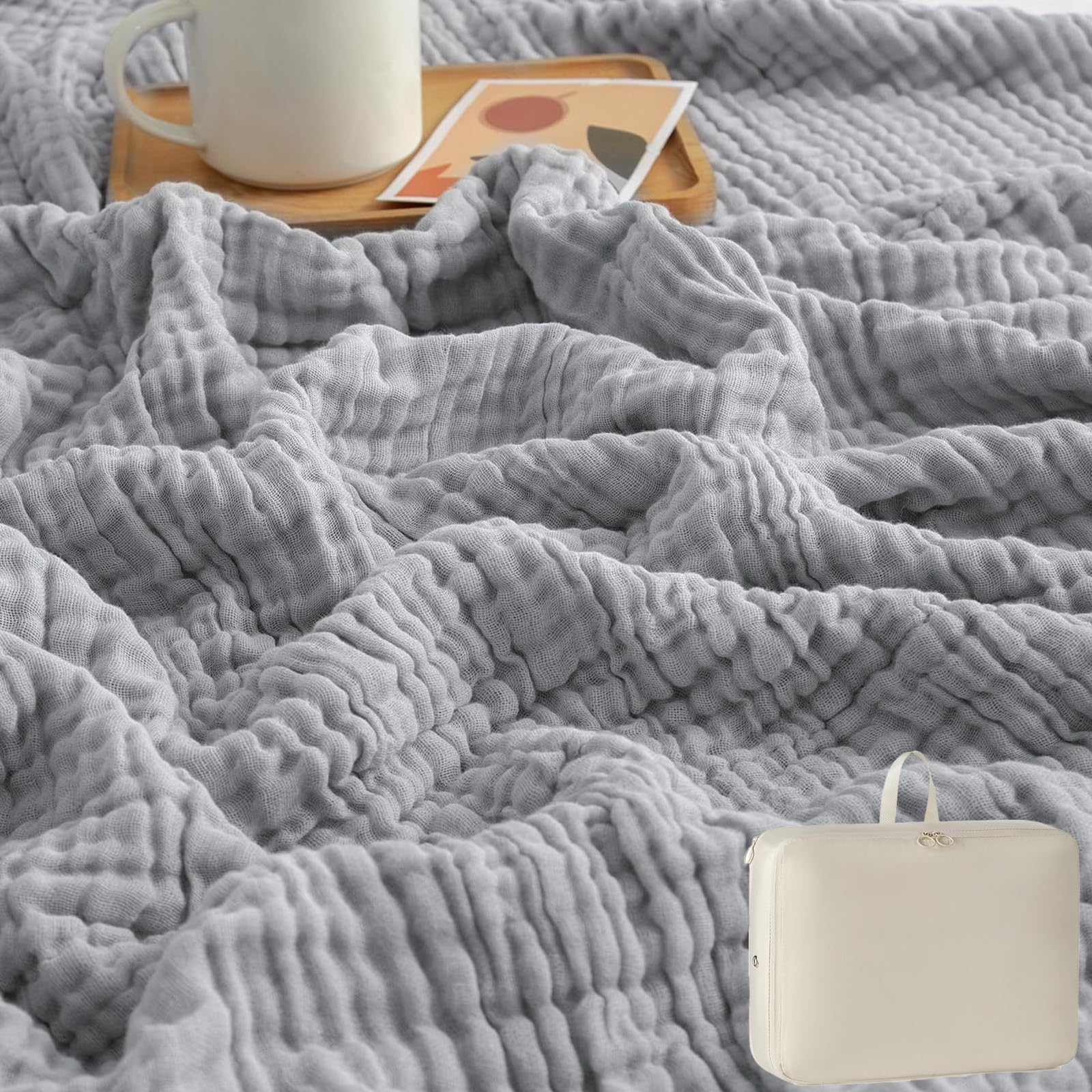 Sanfte Musselin Decke, 100% Natur Baumwolle Musselin Decke 150 x 200, Lightweight Breathable Leichte Sommerdecke as Cuddly Blanket, Bed, Couch Throw (3PC,150 * 200)