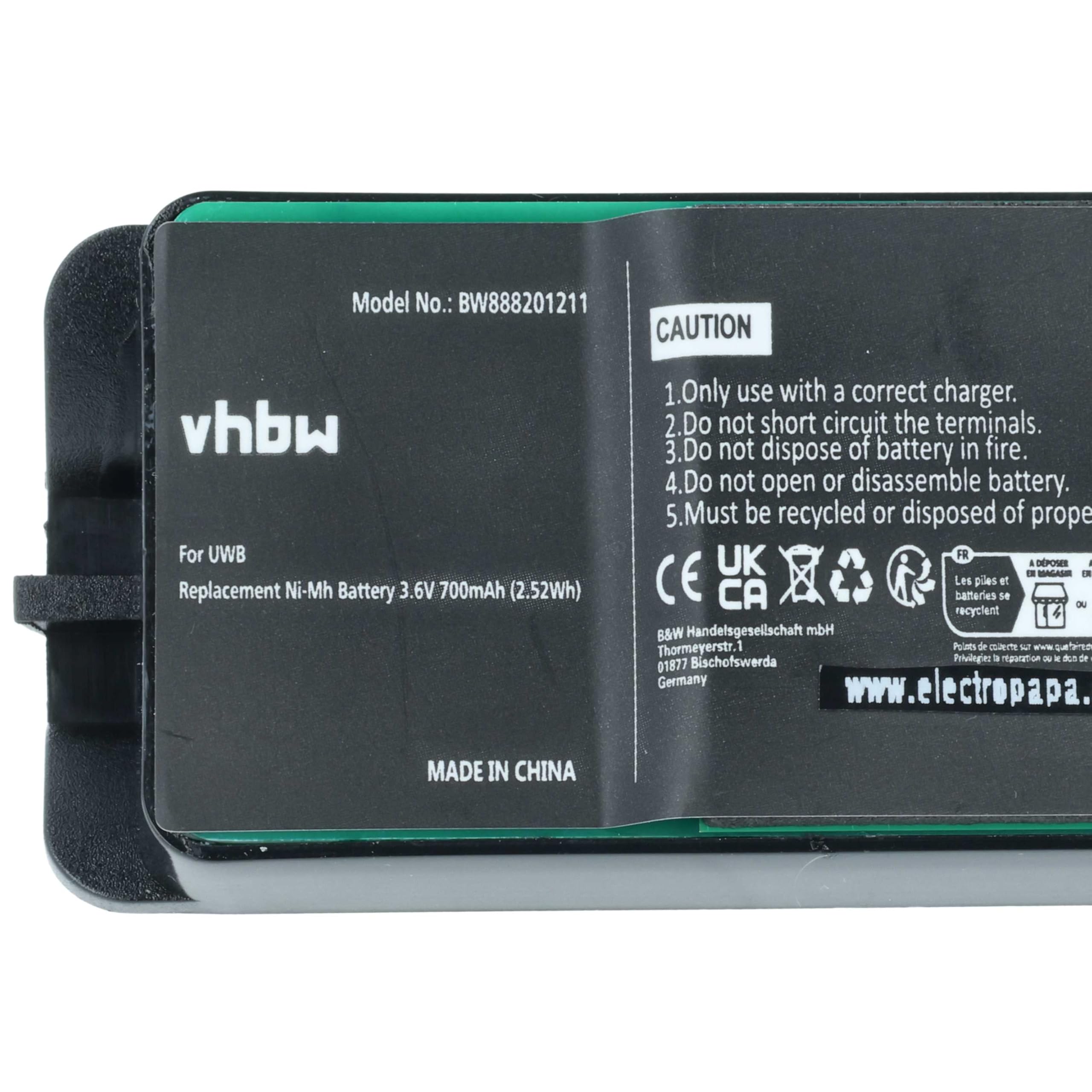 vhbw 2 x bateria kompatybilna z pilotem zdalnego sterowania JAY ECU, A001, zdalne radio przemysłowe HF Standard, Walkie-Talkie (700 mAh, 3,6 V, NiMH)
