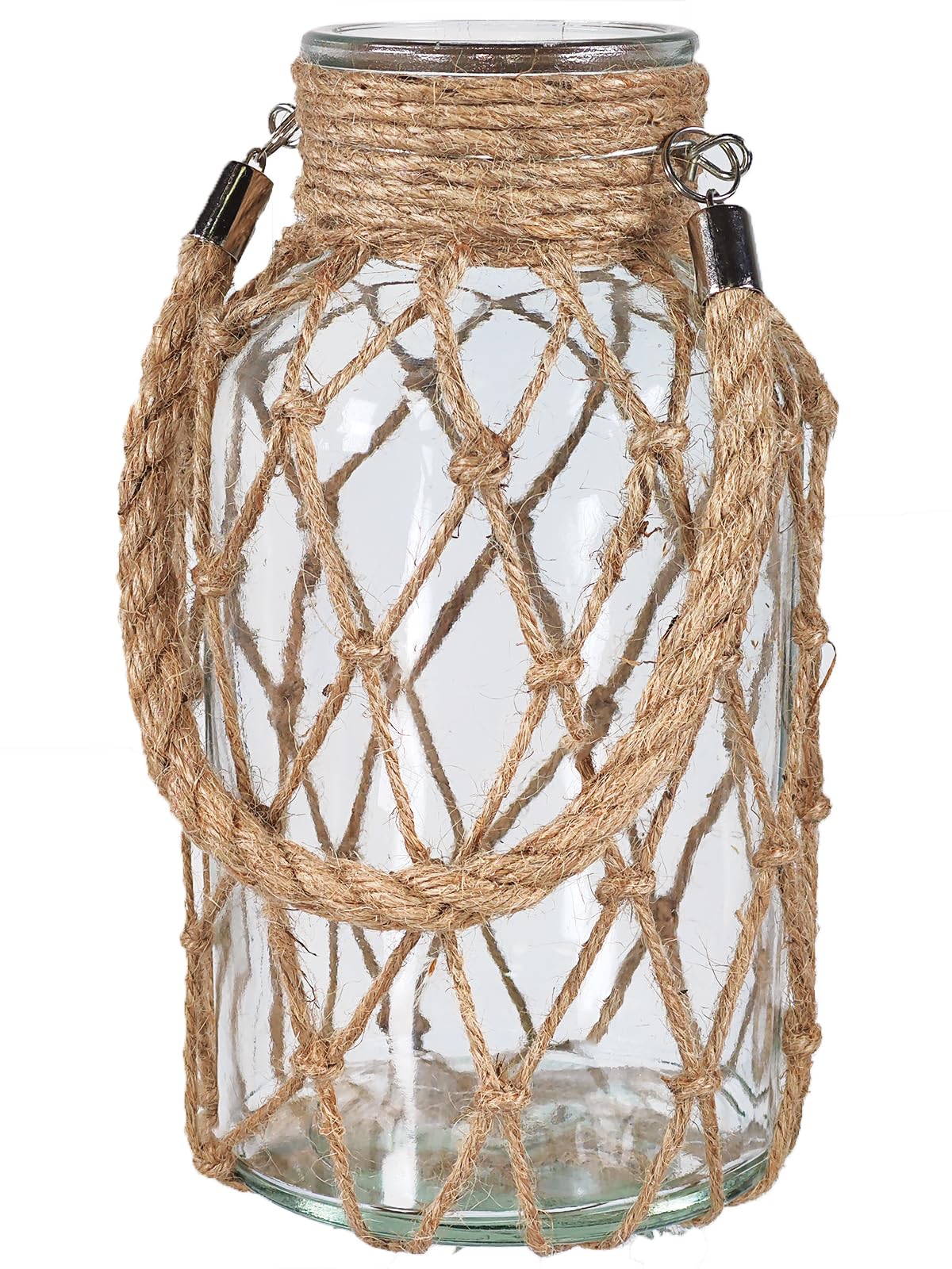 TIWPAJS Pampas Grass Vase, Boho Home Decor for Bedroom/Living Room/Coffee Table/Entryway/Office/House, Fall Farmhouse Decor, Glass Vase with Hand-Woven Hemp Rope, Room Decor Aesthetic, Modern Home