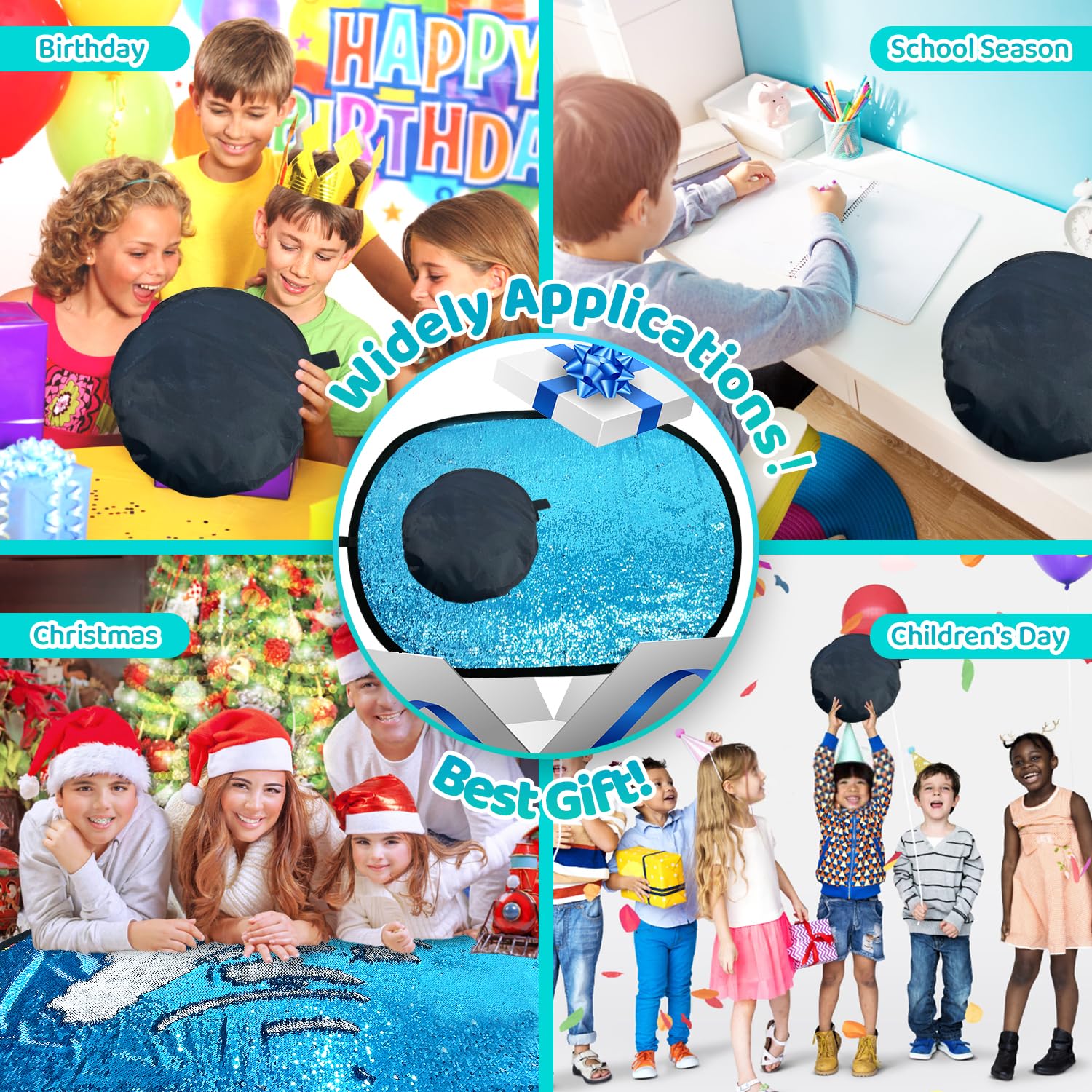 Wendbare Paillettenwand, sensorisches Wandpaneel für Kinder, sensorisches Pailletten-Flip-Stoffbrett zum Spielen und Lernen, sensorisches Spielzeug, taktile Stimulation