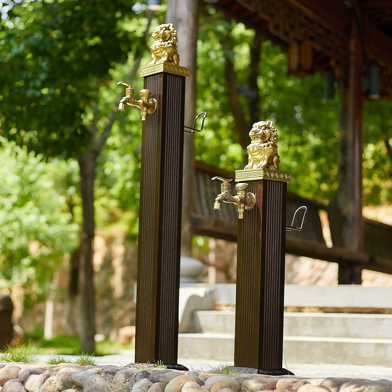 Grifo exterior anticongelante, boca de incendios retro con columna, entrada de agua subterránea, entrada de agua lateral, apto para jardines, patios traseros y riego(17x17x116cm)