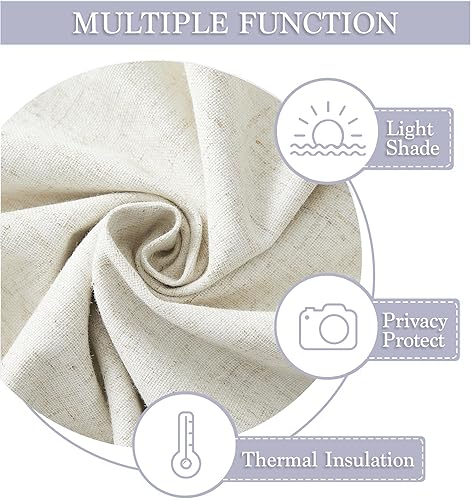 Miniatura 6 de RYB HOME - Cortina para ventana de puerta francesa, 100% opaca, de mezcla de lino, brinda privacidad, con aislamiento térmico, oscurece habitación,