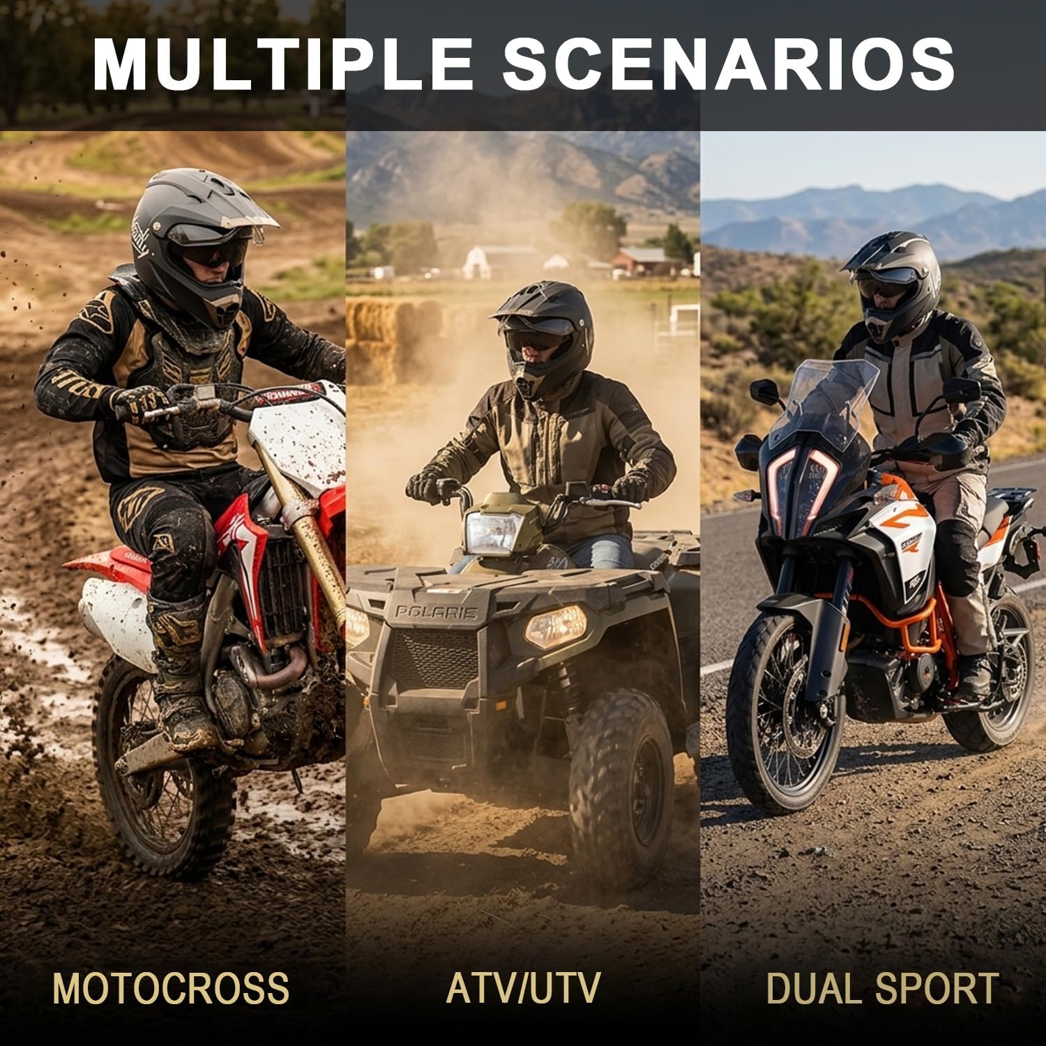 Westt Dual Sport Motorcycle Helmet Off-Road Helmets for Adults, Dual Visor Motorcycle Helmet - Full Face ATV UTV Helmet Dirt Bike Motocross Helmets DOT Approved