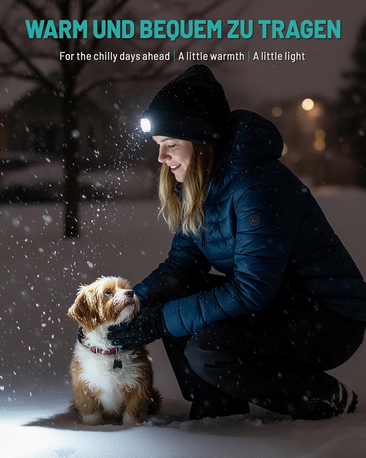 Beanie with The Light, Unisex USB Rechargeable Headlamp Winter Knitted Cap for Men Dad Husband - Image 7