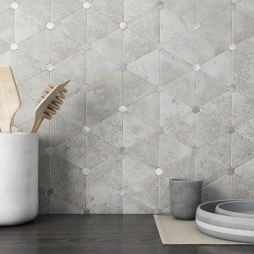 MOFIT - Azulejo autoadhesivo para pared de baño, azulejos autoadhesivos para pared de baño, paneles de mosaico de metal y mármol 3D, resistentes al