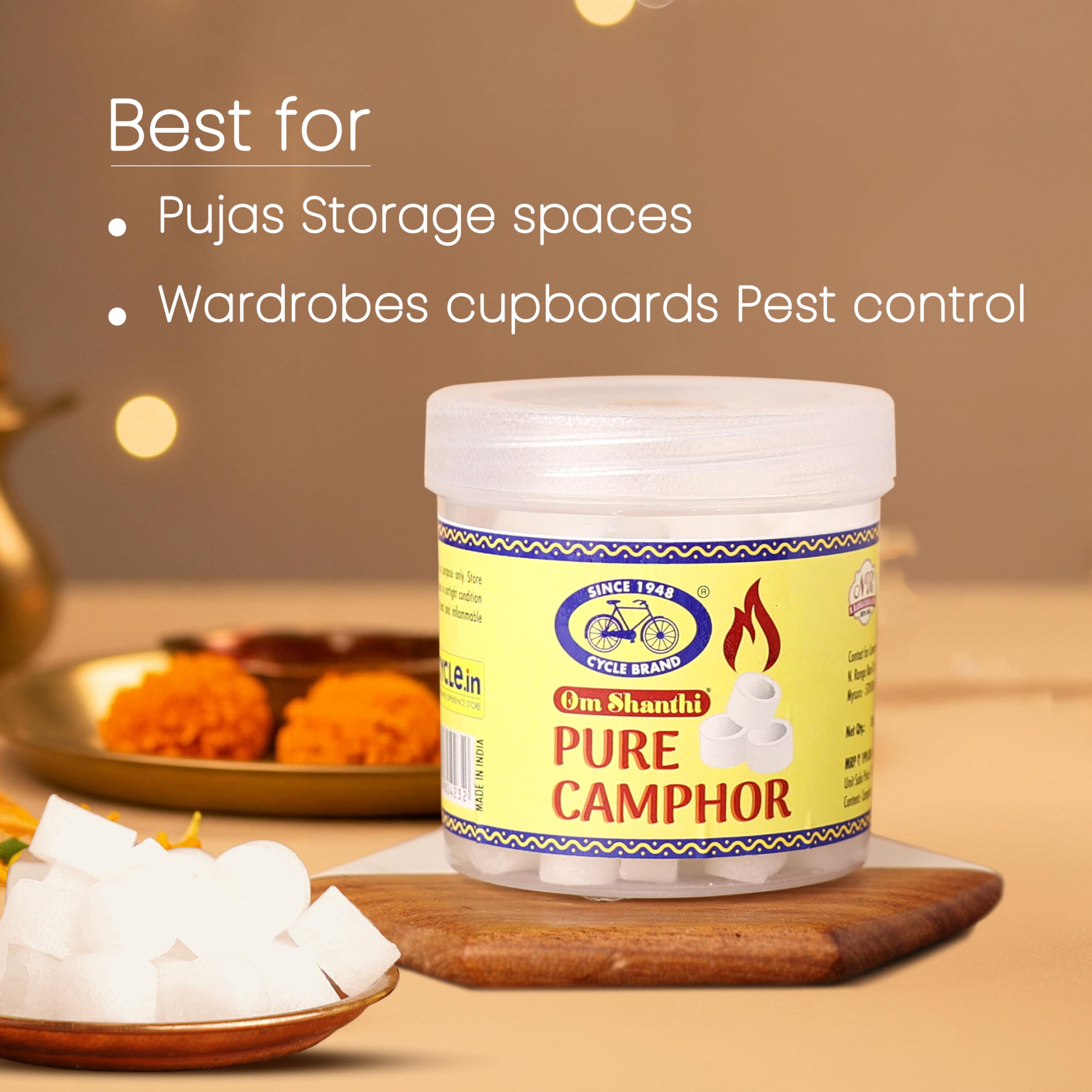 Cycle Pure Om Shanthi Pure Camphor Tablets | 100g | Natural & Residue-Free | Long-Lasting Fragrance - Image 3 thumbnail