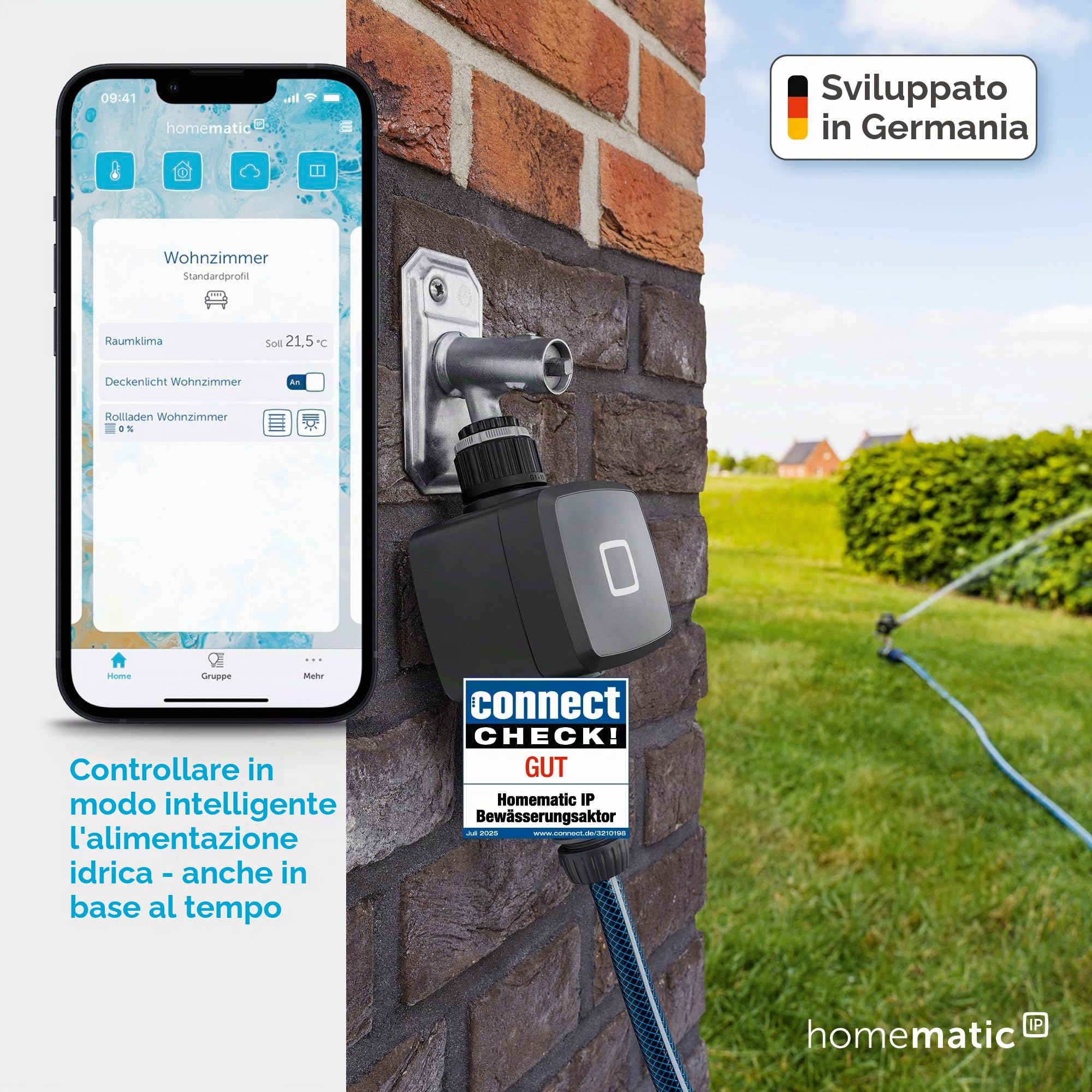 Homematic IP, Smart Home, 162114A0 - Attuatore di irrigazione intelligente da giardino