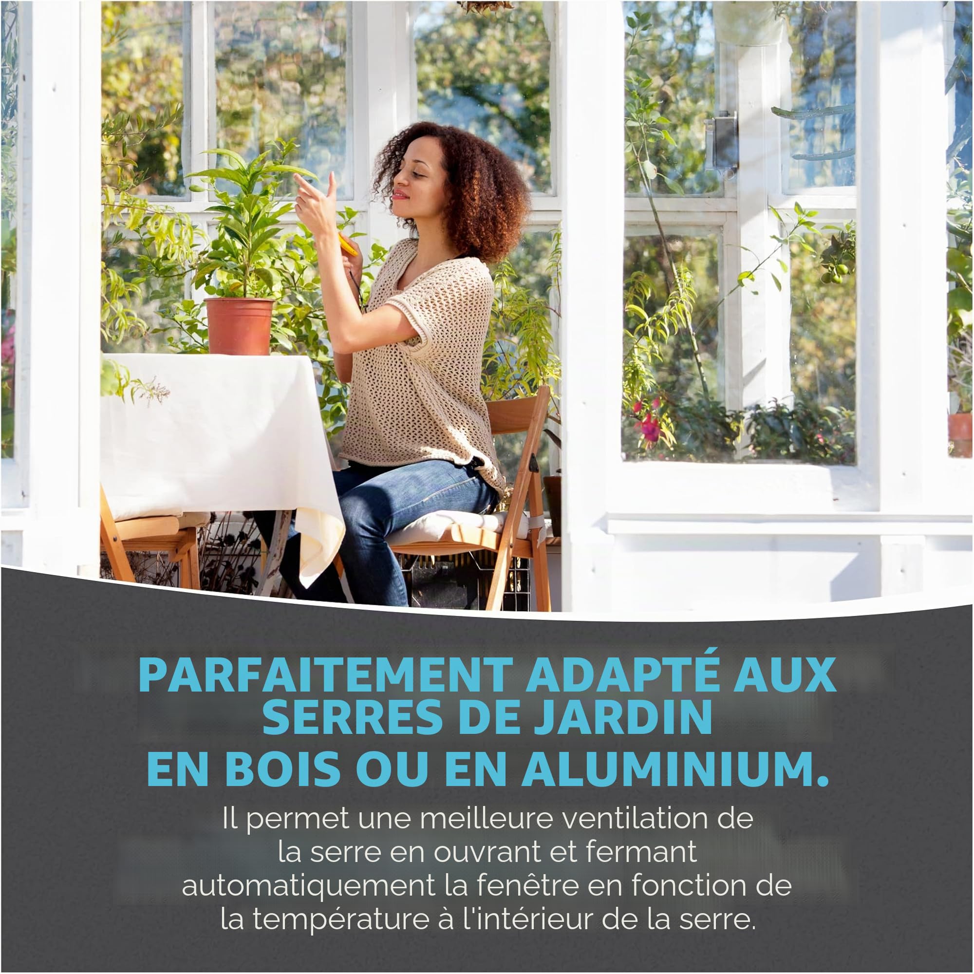 HAYATEC Système d'ouverture automatique pour serre Ouvre-fenêtre pour serre – Régulation de température, sans électricité, robuste et résistant aux intempéries – Capacité de levage de 7 kg, hauteur de