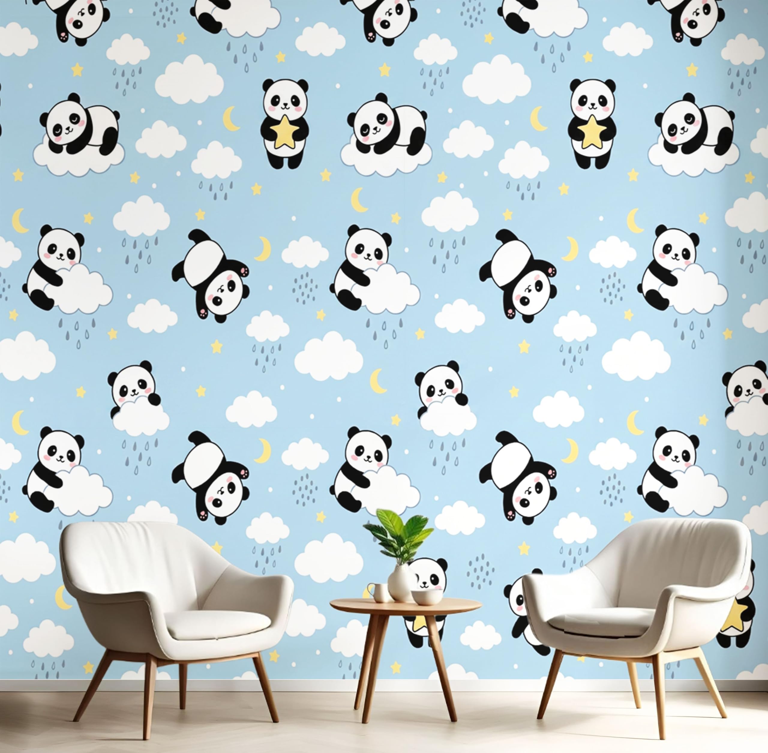 Papier Peint Panoramique Nuages Amusants pour Créer une Chambre d'Enfant Apaisante et Moderne