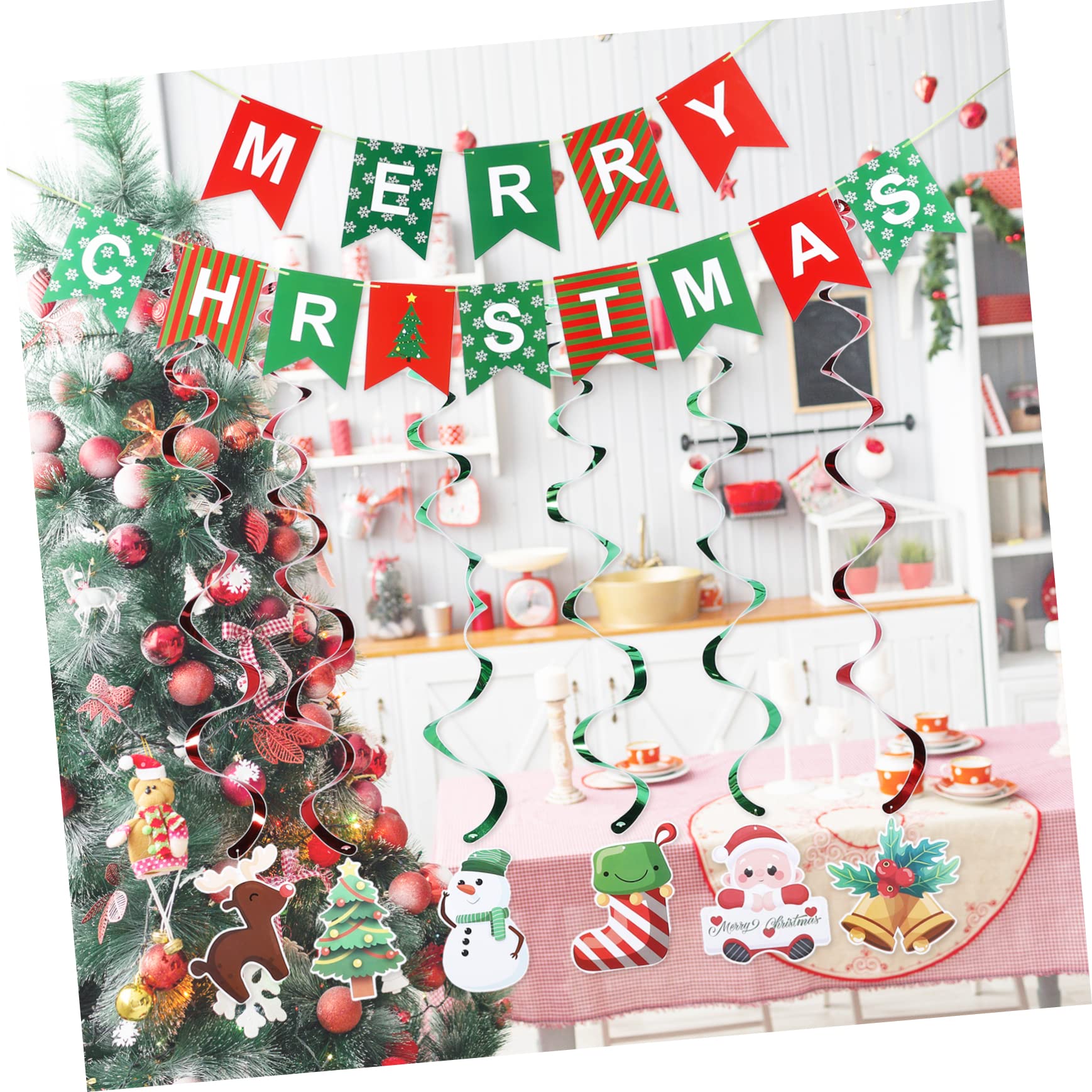 MAGICLULU 3 Set Di Striscioni Di Carta Natalizi Decorativi Da Appendere Per Feste Di Natale Decorazioni Leggere Per La Sala Delle Feste