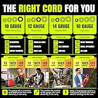 Vista 3 de Cable de extensión de 3 pies para interiores y exteriores 10/3 calibre Ultra resistente de 3 puntas SJTW, impermeable, cable de alimentación