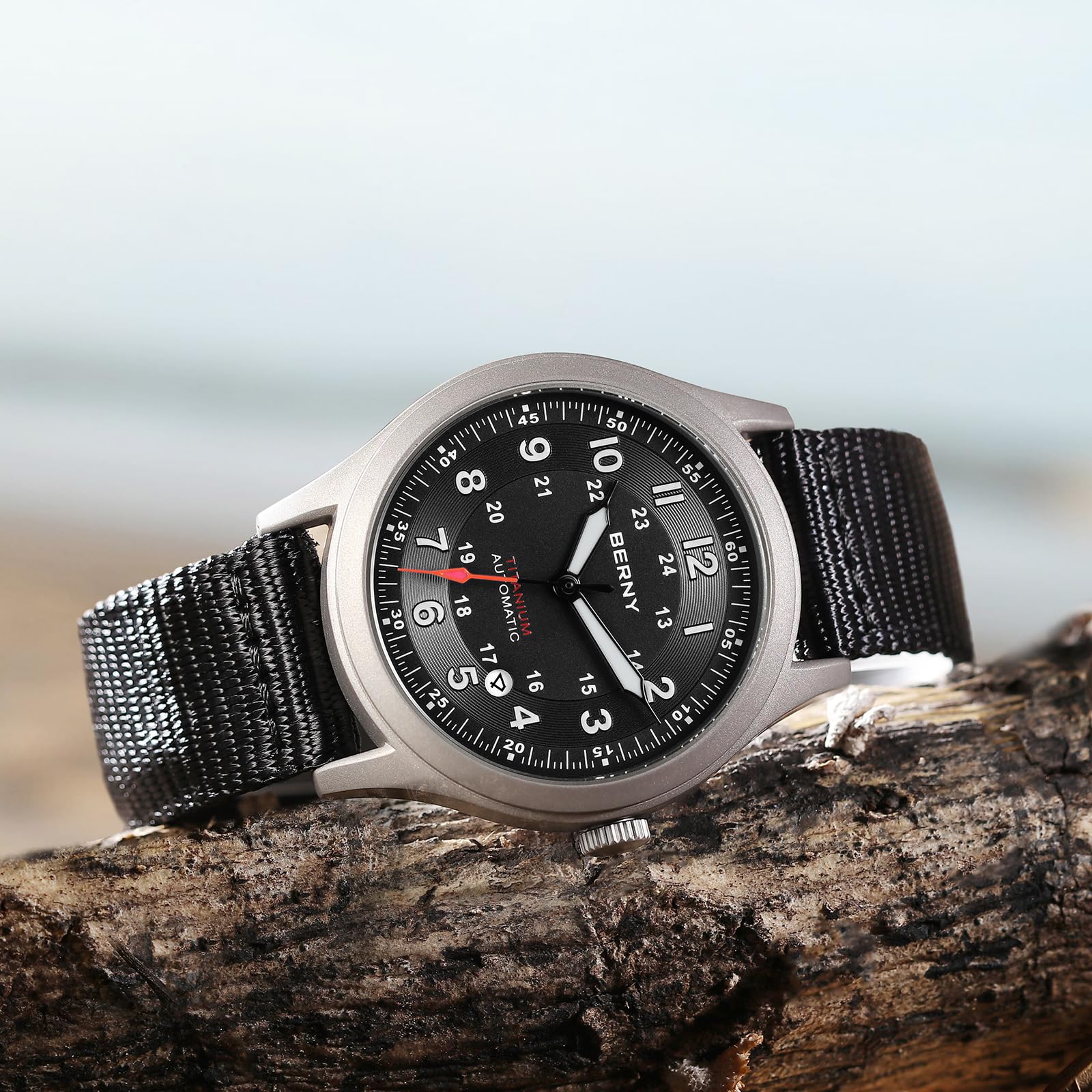 BERNY Titanium Herrenuhr Automatische Armbanduhr Super Leuchtkraft 10ATM Wasserdicht