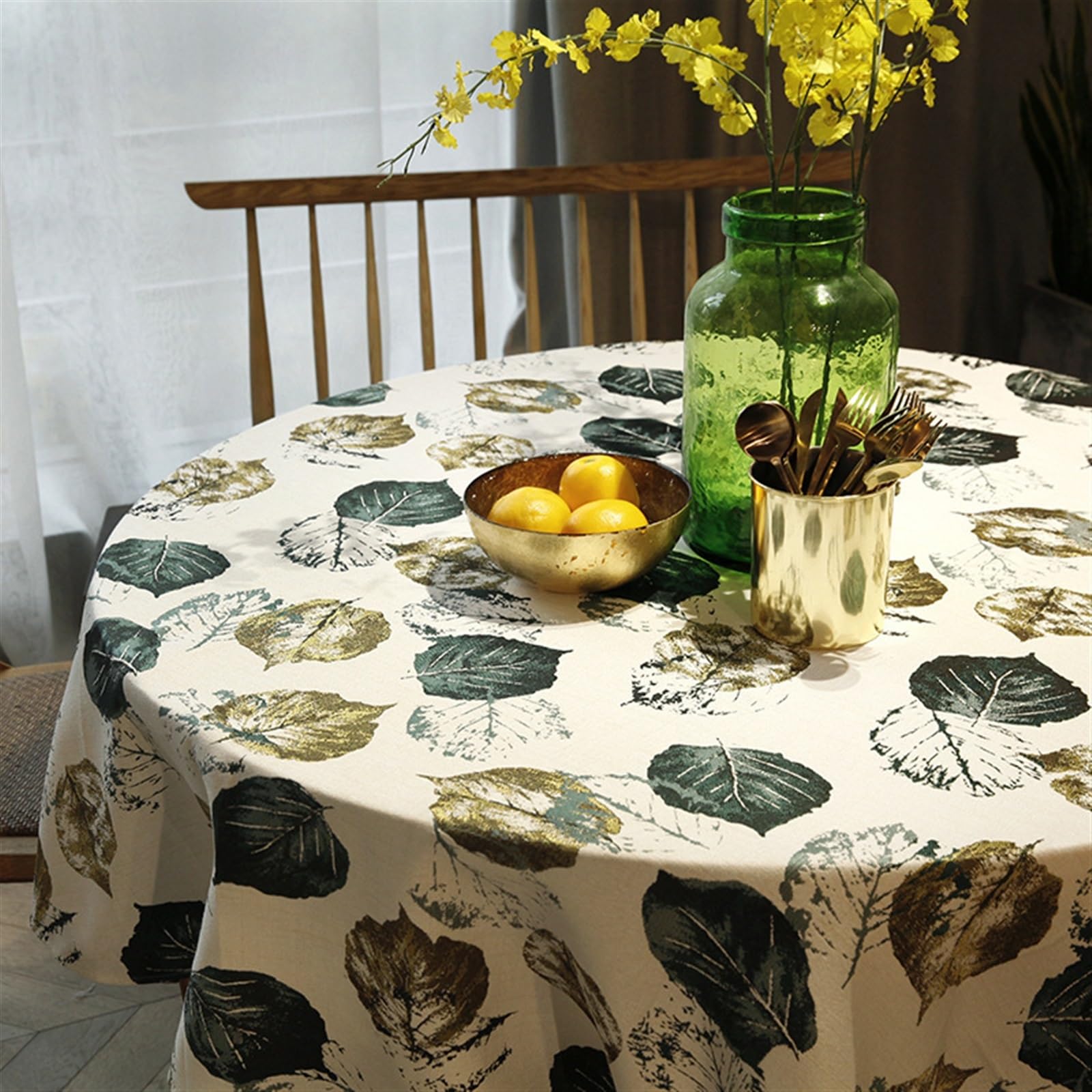Nappe ronde coton lin moderne anti-tache et facile à laver