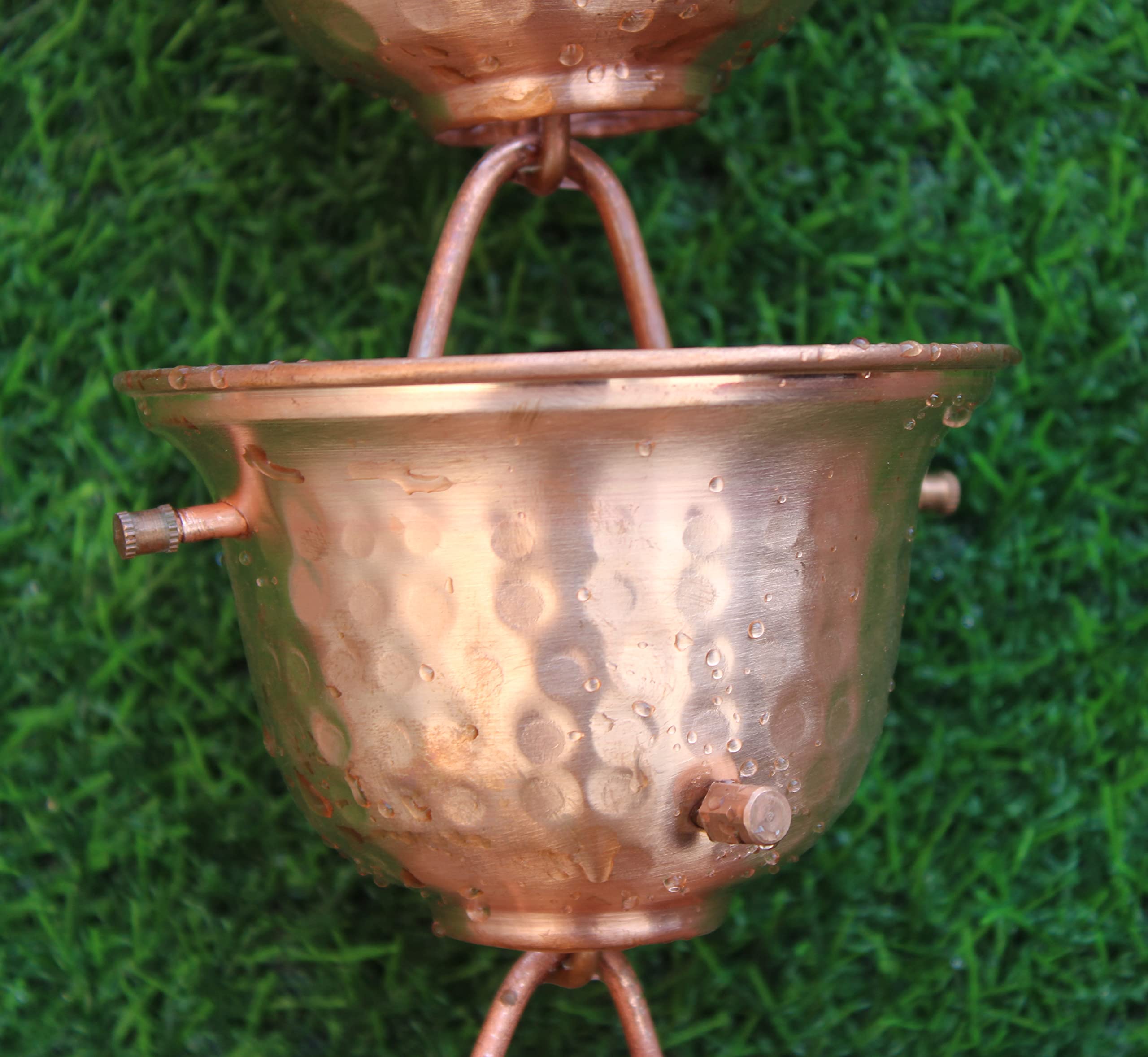Kam Home Bell Chaîne de pluie en aluminium 2,5 m (Marron) avec boulon en laiton adaptateur de gouttière pour installation de chaîne de pluie, standard