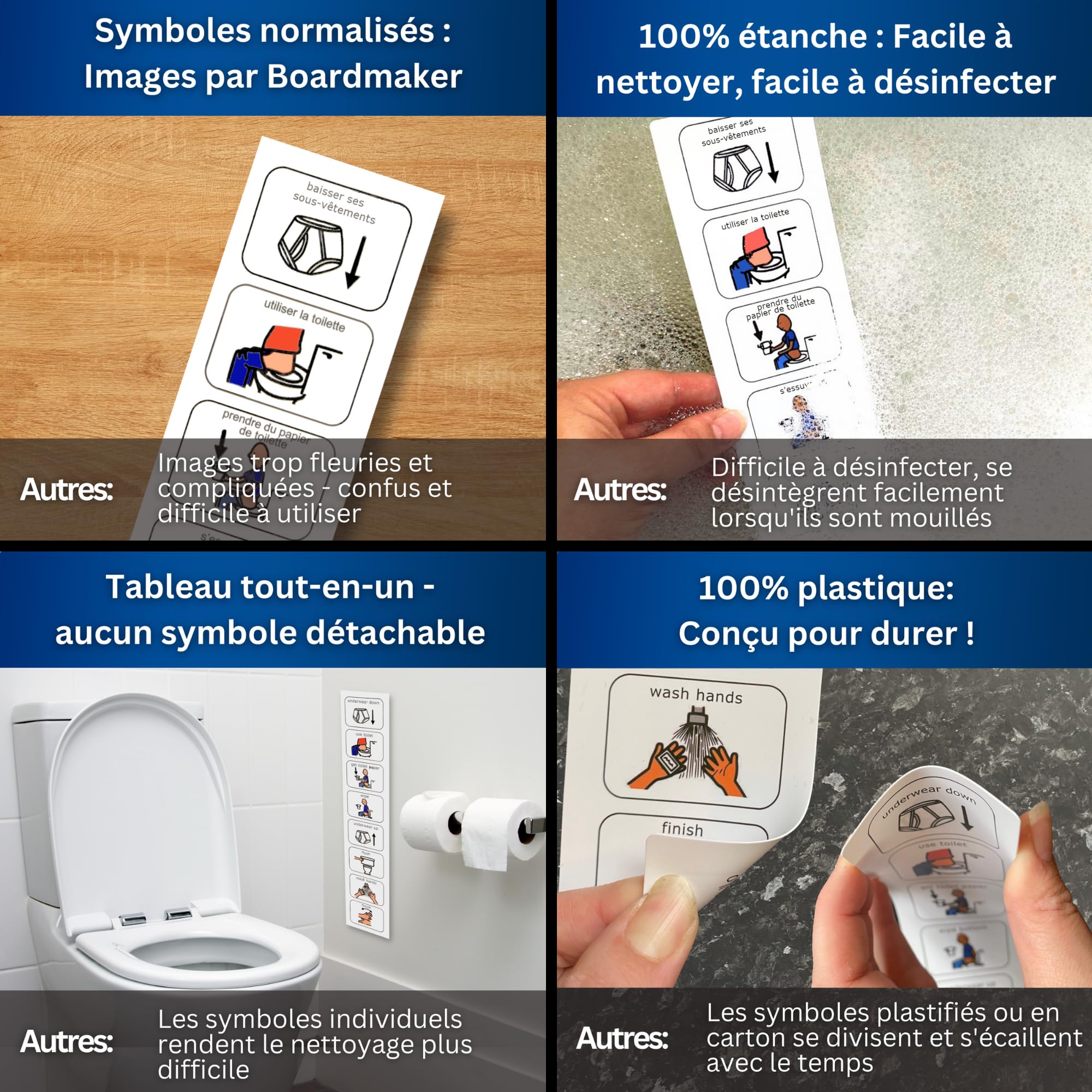Routine de toilette pour fille, programme d'apprentissage de la propreté, affiche du tableau des récompenses, cartes pour la communication, interactif - France