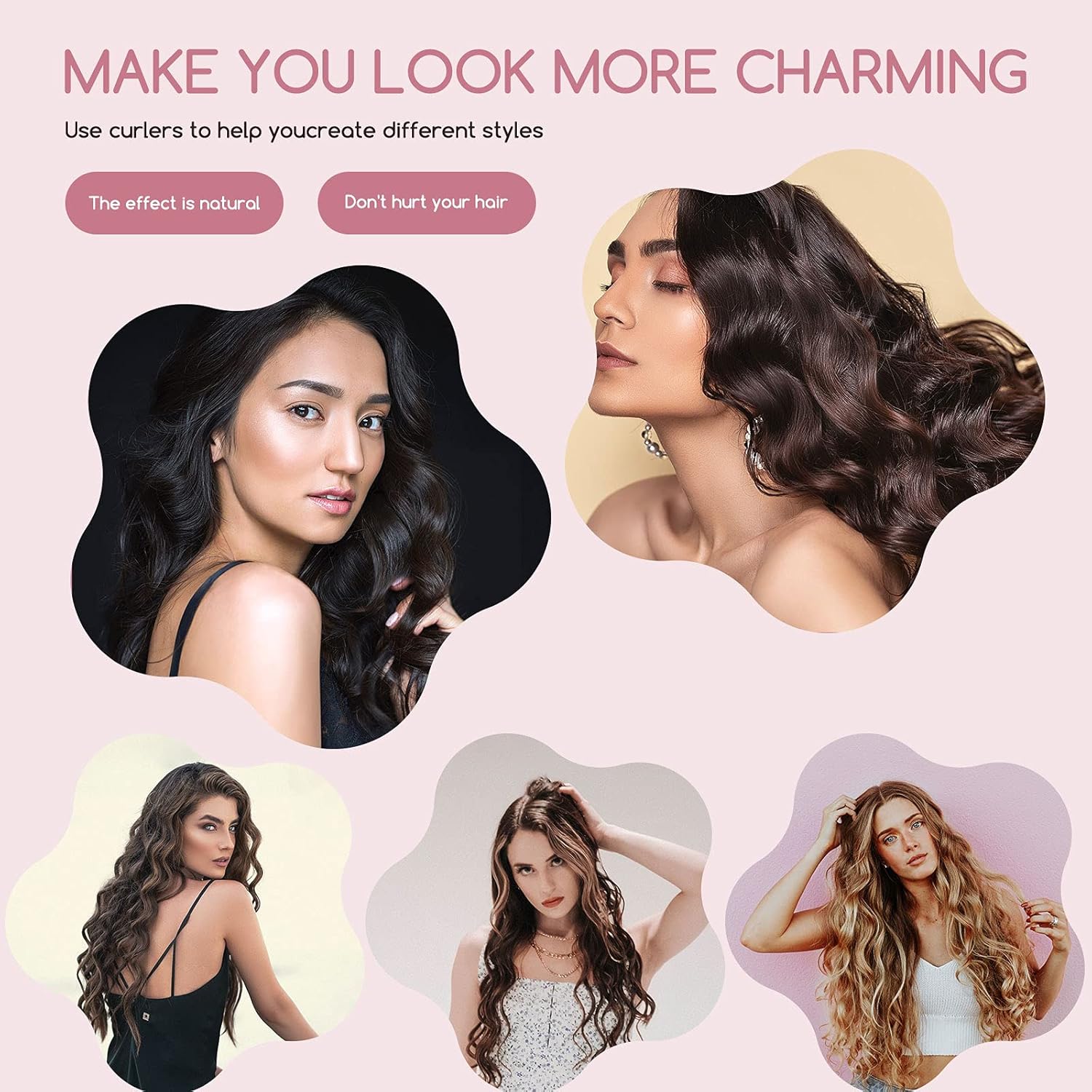 Heatless Hair Curlers For Long Hair, No Heat Hair Curlers Spiral Silk Curlers Hair Rollers, Heatless Curling Rod Headband, DIY Hair Styling Tools for Long Hair To Sleep In Overnight, 39.4 Inch (Pink) : Everything Else