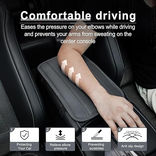 Miniatura 10 de Amiss - Funda para consola central de automóvil, impermeable, ajuste universal, accesorios para reposabrazos de cuero para proteger la mayoría de