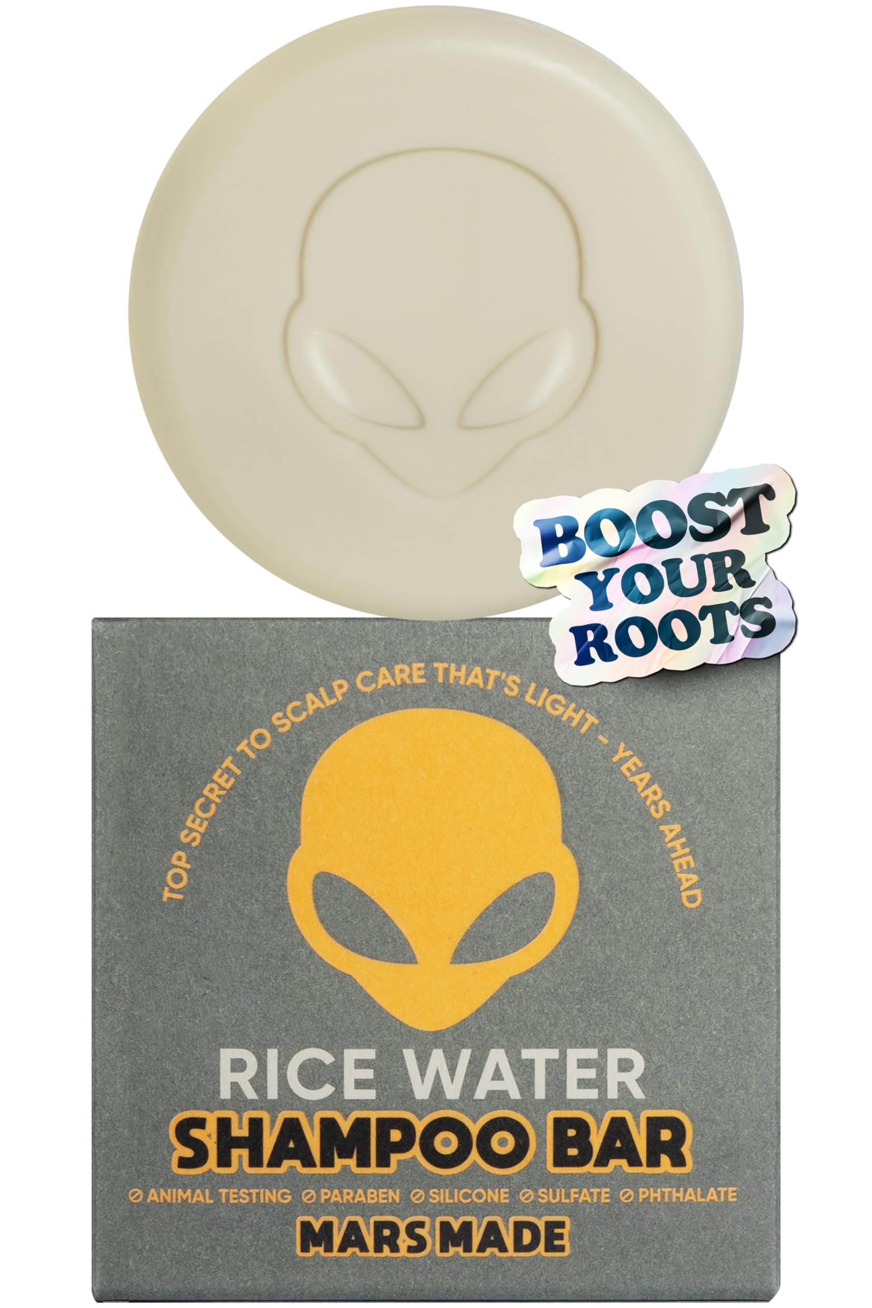 MARS MADE Rice Water Protein Shampoo Bar for All Hair Types | Scalp Cleansing & Hair Strengthening Shampoo Solid Bar w/Shea Butter Chamomile Oil