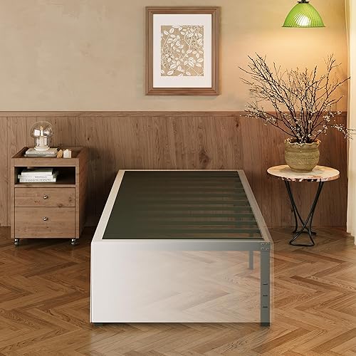 Miniatura 51 de EMODA Marco de cama Queen no necesita somier, plataforma de metal resistente de 6 pulgadas, marco de cama tamaño Queen con listones de acero, fácil