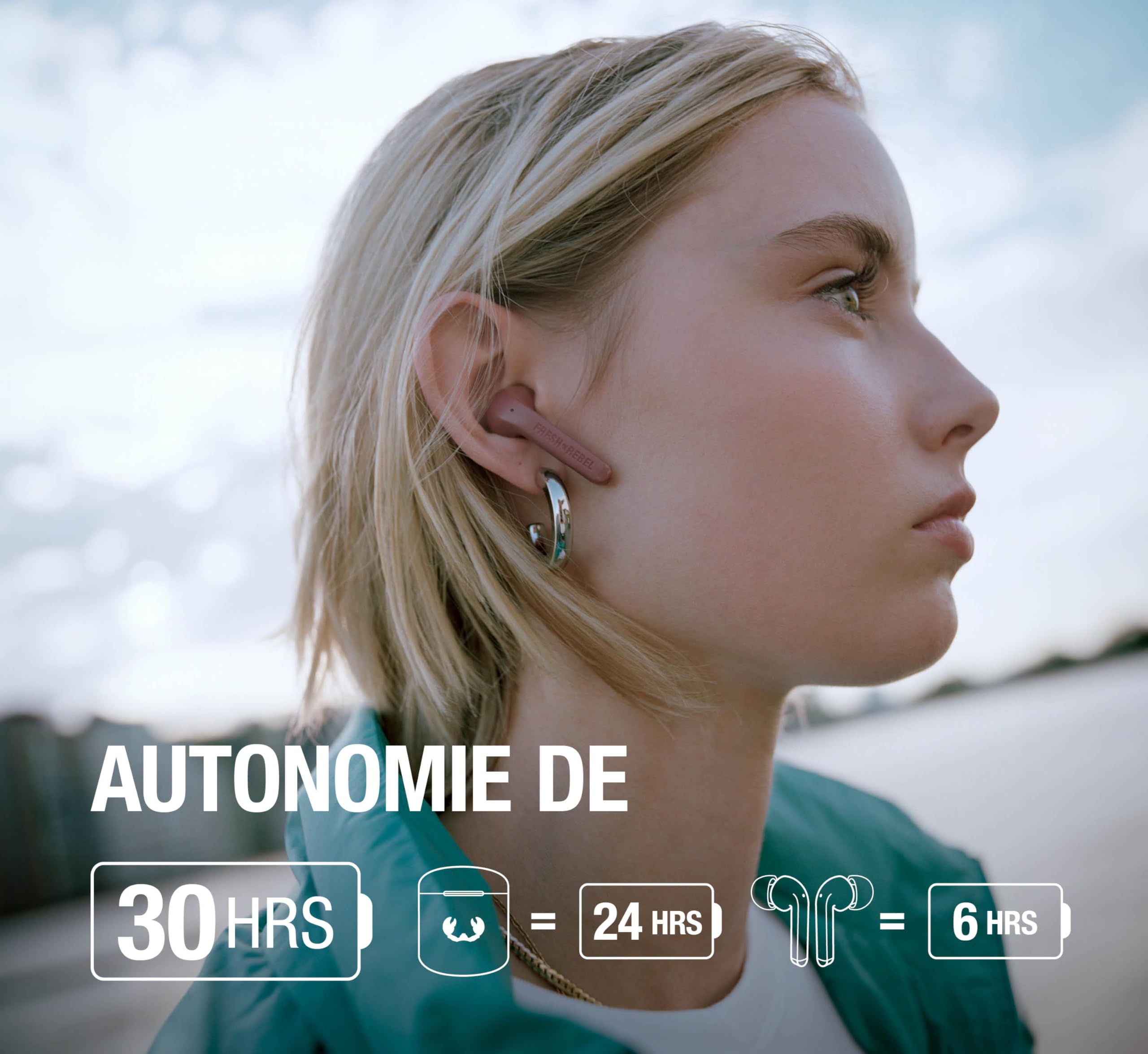 Fresh 'n Rebel Twins Core Écouteurs Intra-Auriculaires Bluetooth sans Fil avec Assistant Vocal, contrôle Tactile et Microphone intégré, 30 Heures D'Autonomie (Ice Grey)
