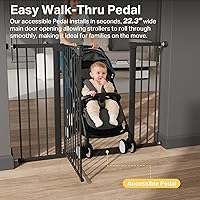 Vista 9 de Cumbor - Puerta de bebé extra alta de 36" de 29.7"-51.5", puerta de seguridad con cierre automático para escaleras, puerta para perros de paso fácil