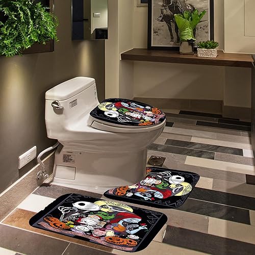 Miniatura 5 de Juego de 4 piezas de cortina de ducha y alfombras con cortina de ducha y alfombras, juego de cortina de ducha con 12 ganchos (Jack-12)