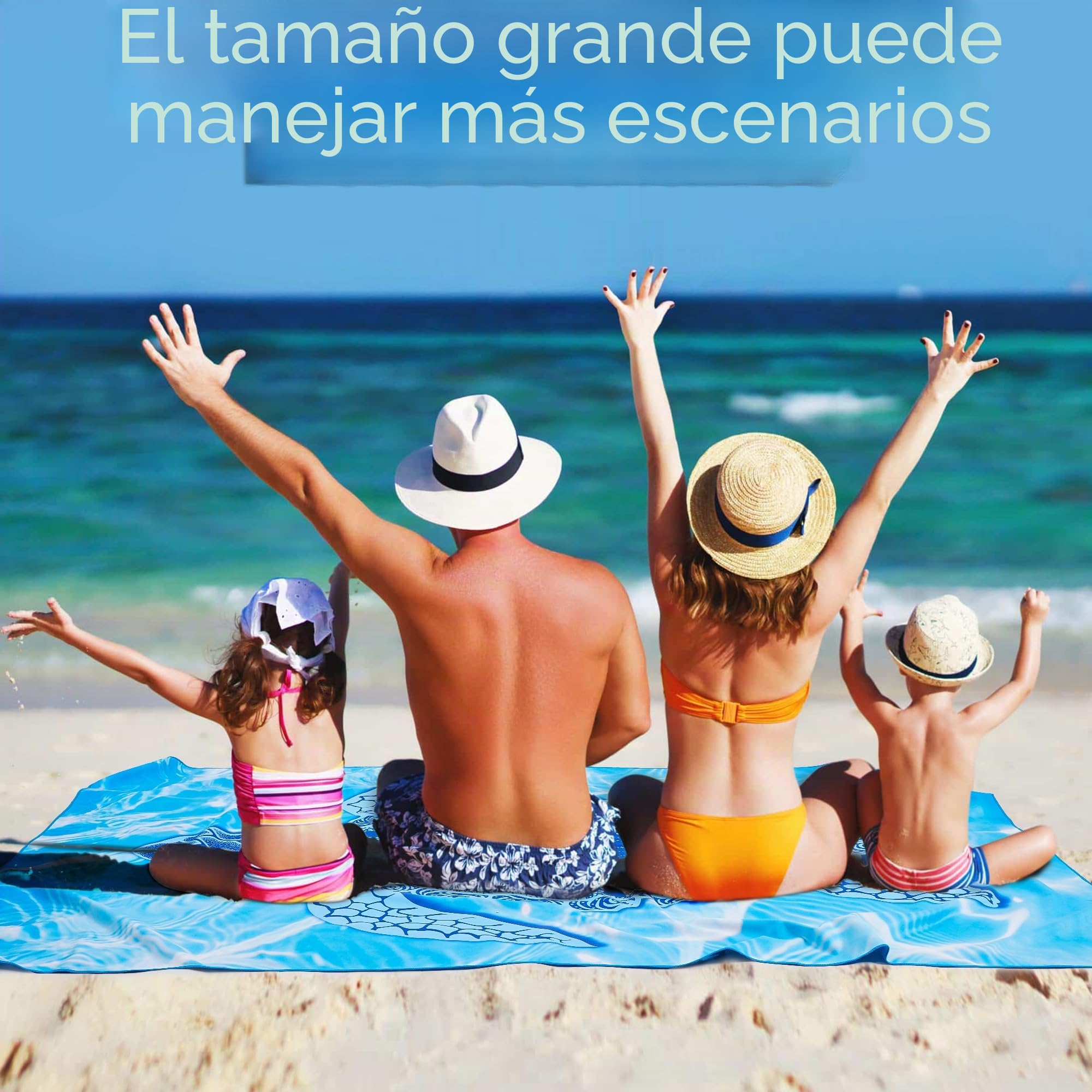 KUOGAS Toalla Playa XXL 200x145 cm Microfibra Secado Rápido Sin Arena Manta Playa Mujer Tortuga Azul